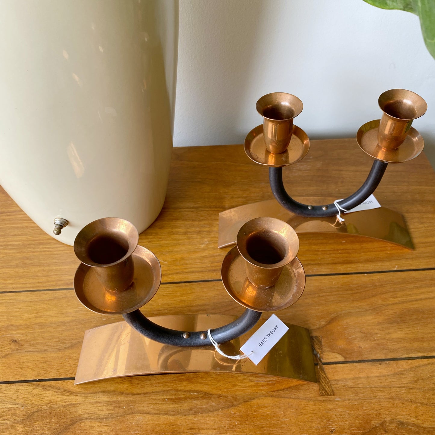 Vintage MCM Copper + Iron Candle Holder