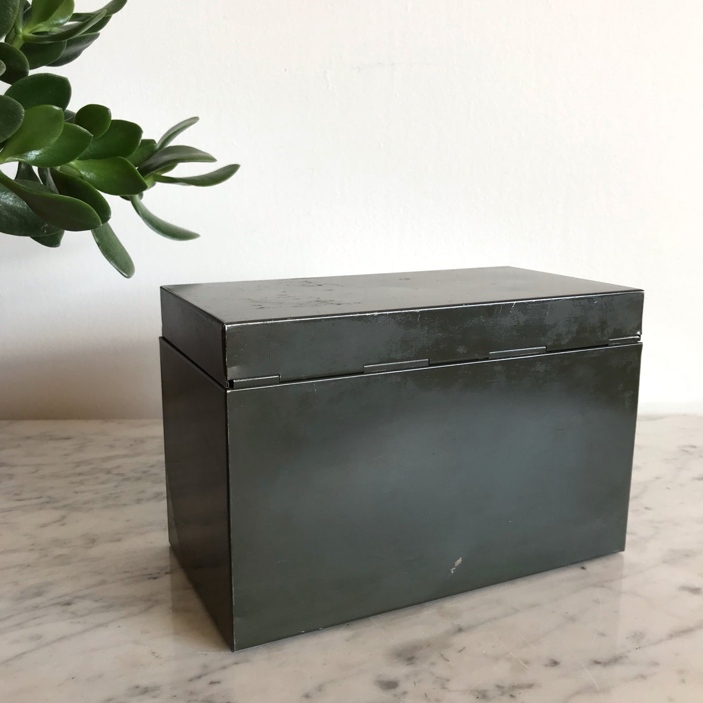 Vintage Green Metal Storage Box
