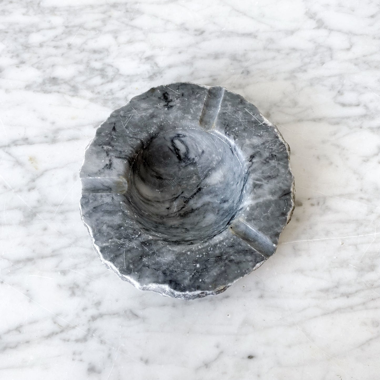 Vintage Gray Marble Ashtray