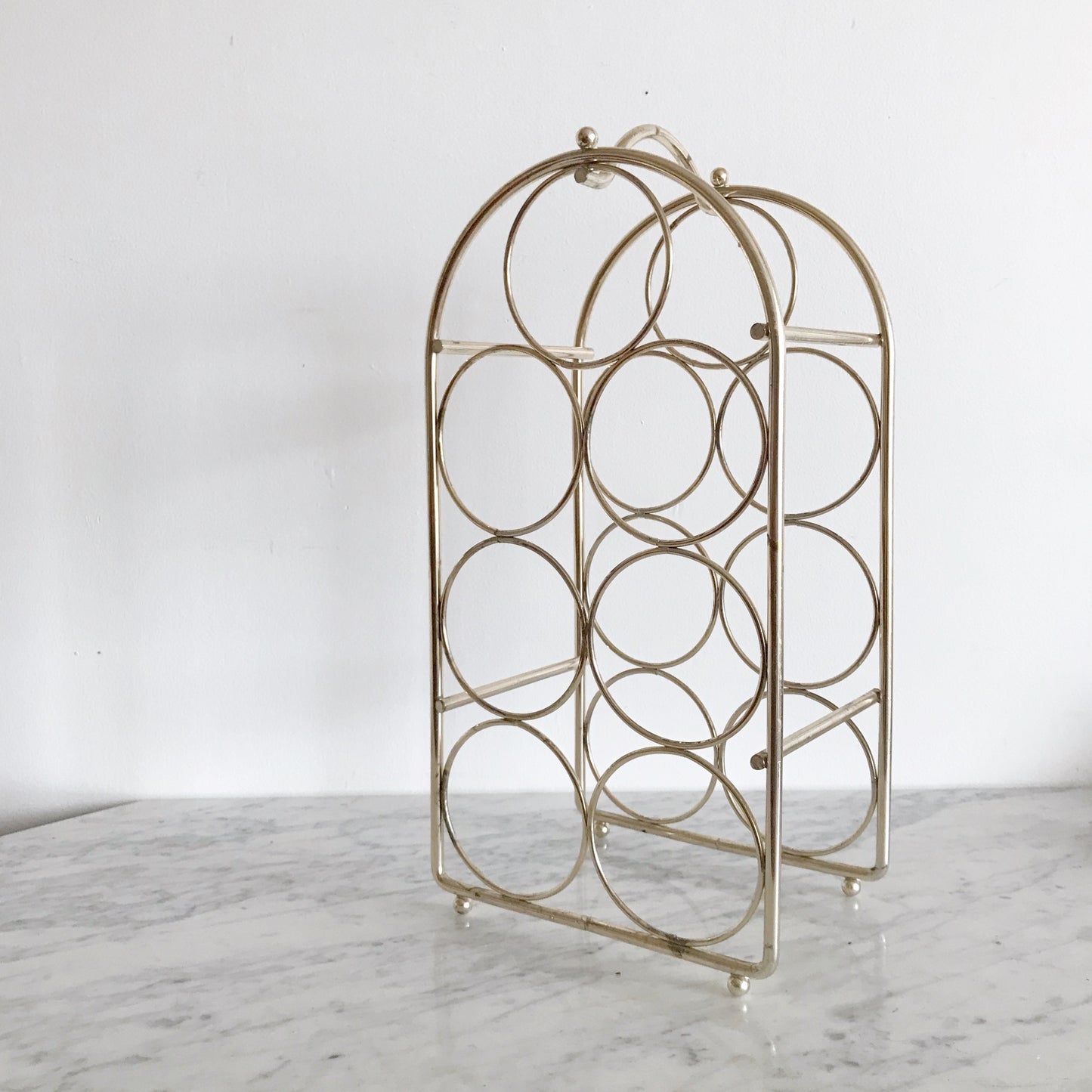 Vintage Gold Metal 7-Bottle Wine Rack