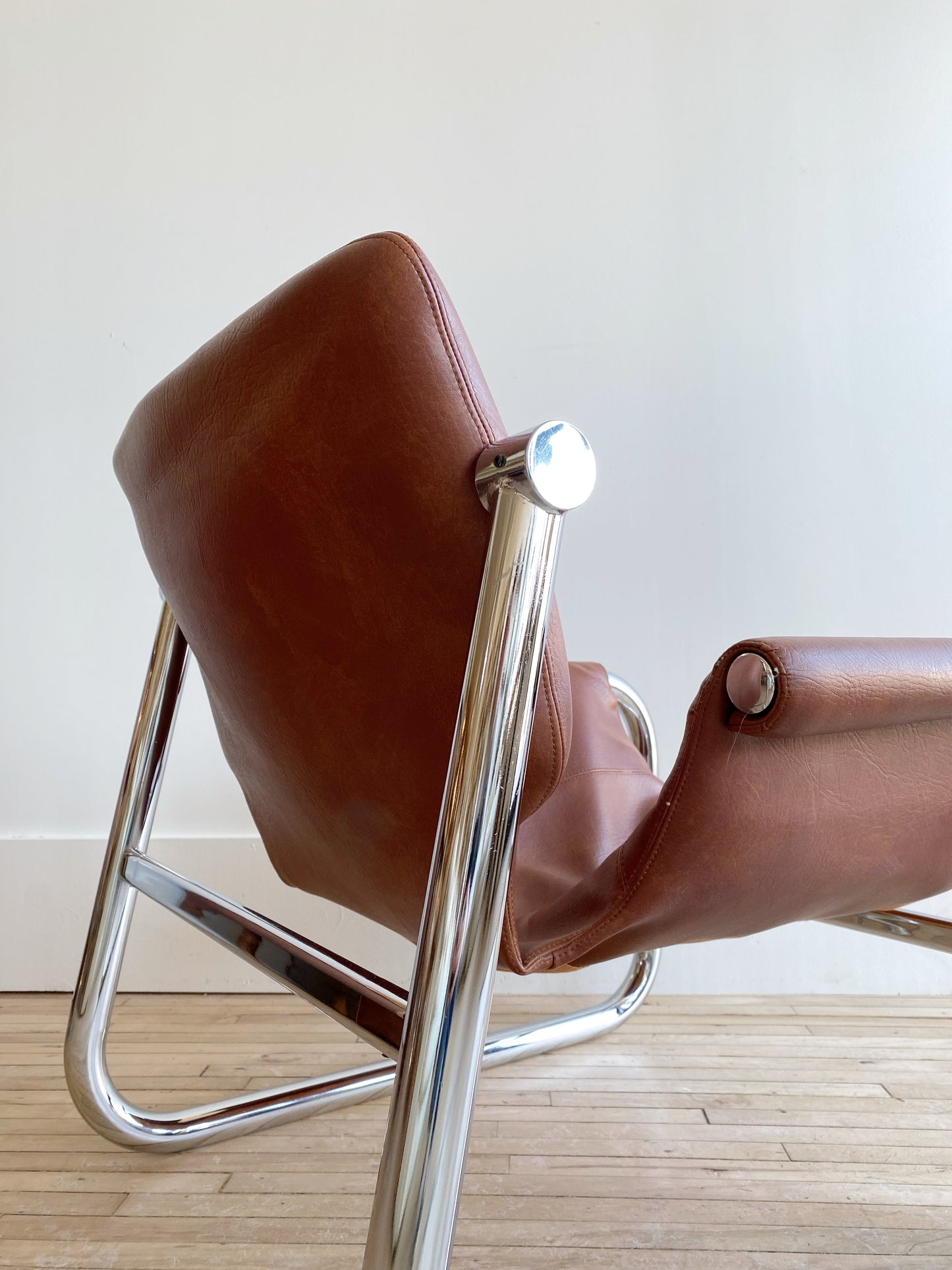 MCM Chrome + Vegan Leather Alpha Chair, by Maurice Burke