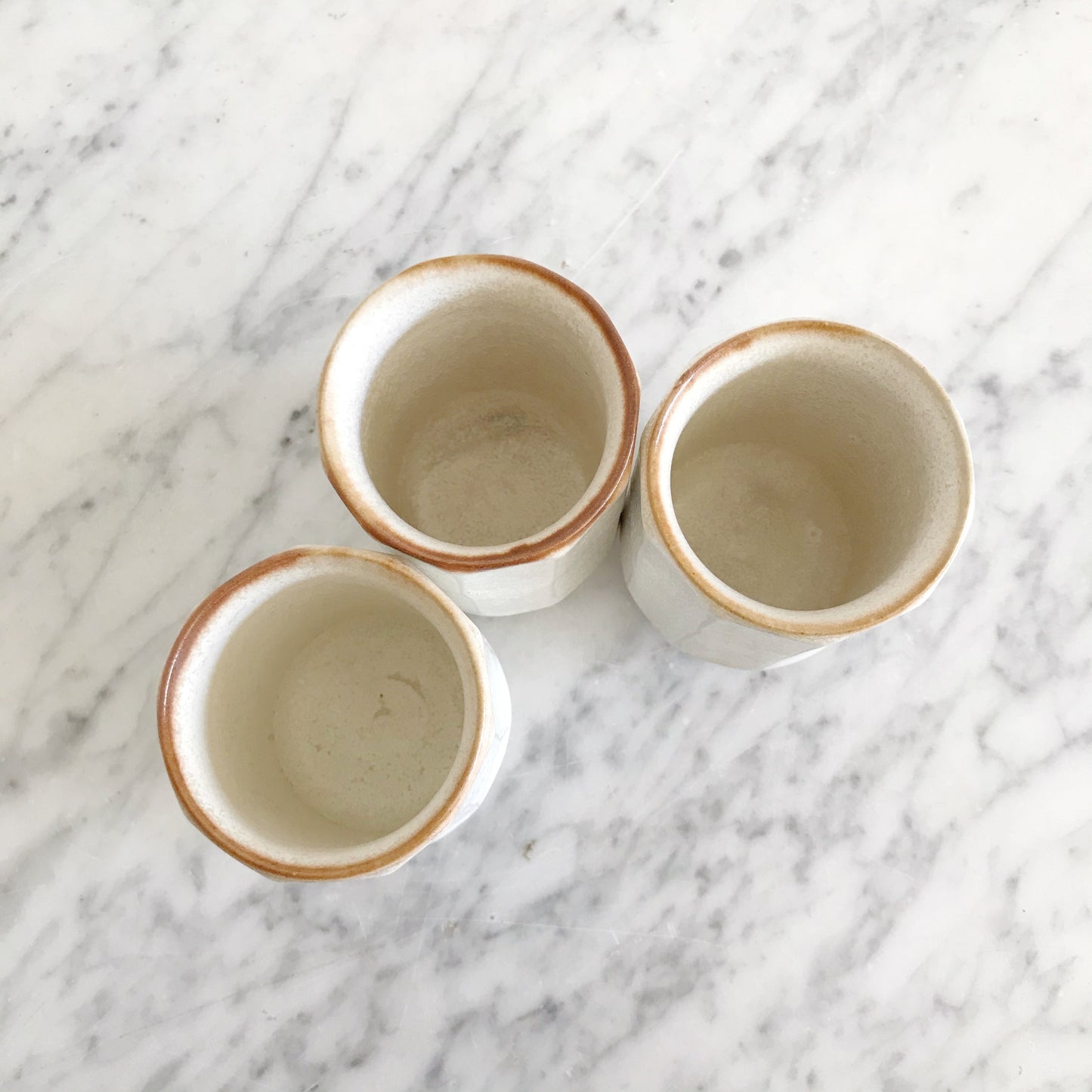 Set of 3 Vintage Faceted Ceramic Cups
