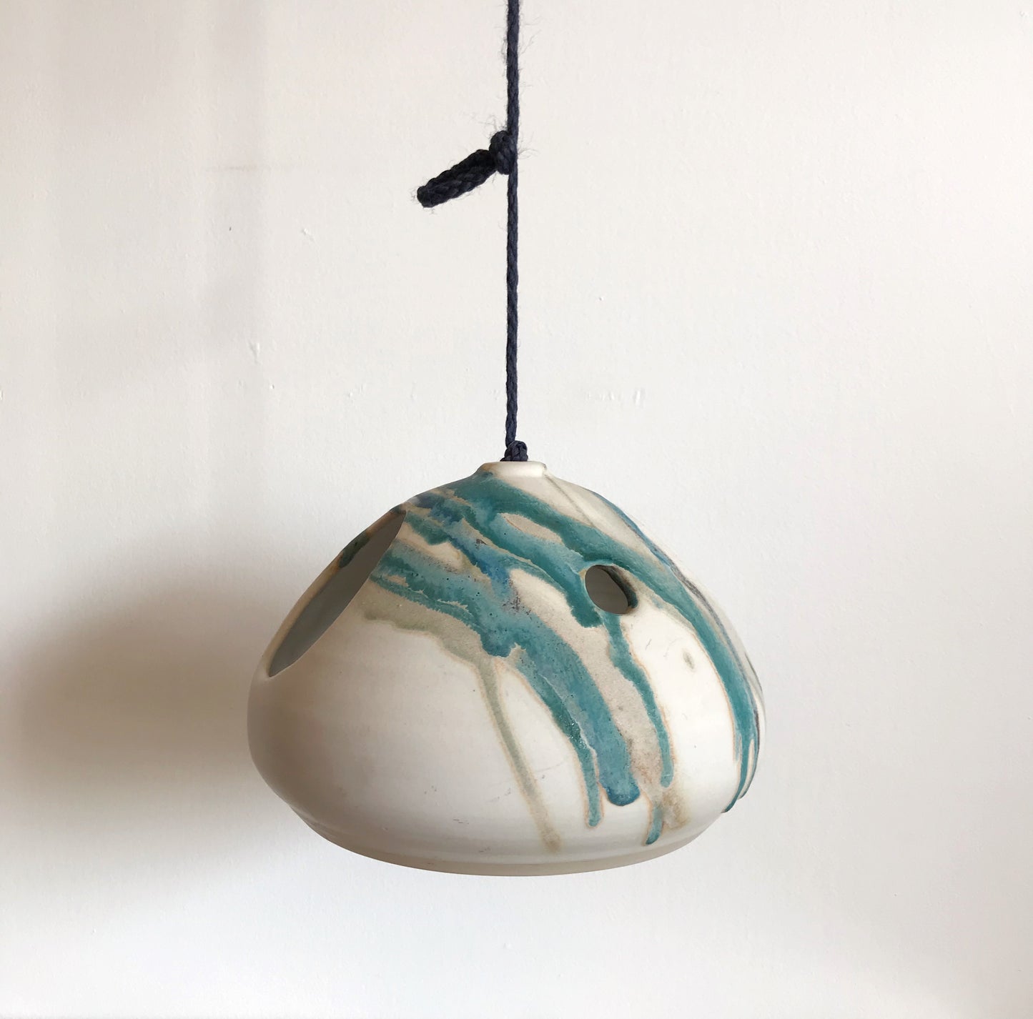 Vintage Hanging Ceramic Bird Feeder