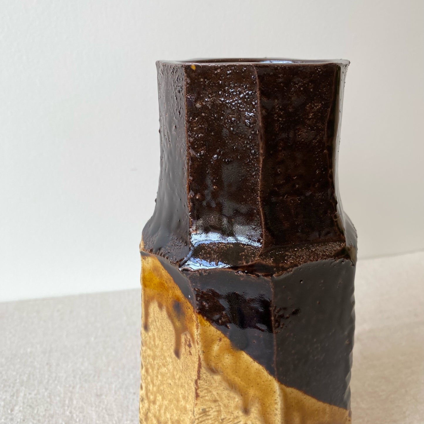 Vintage Brutalist Angular Studio Pottery Vase