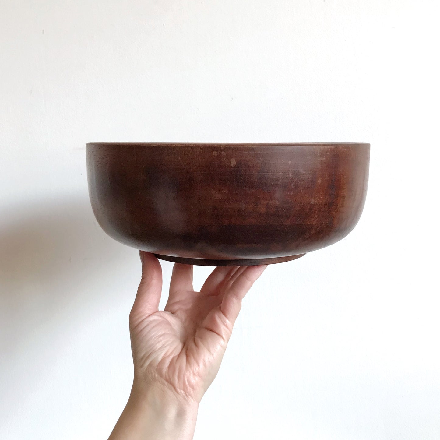 Vintage Turned Wood Serving Bowl, 10”