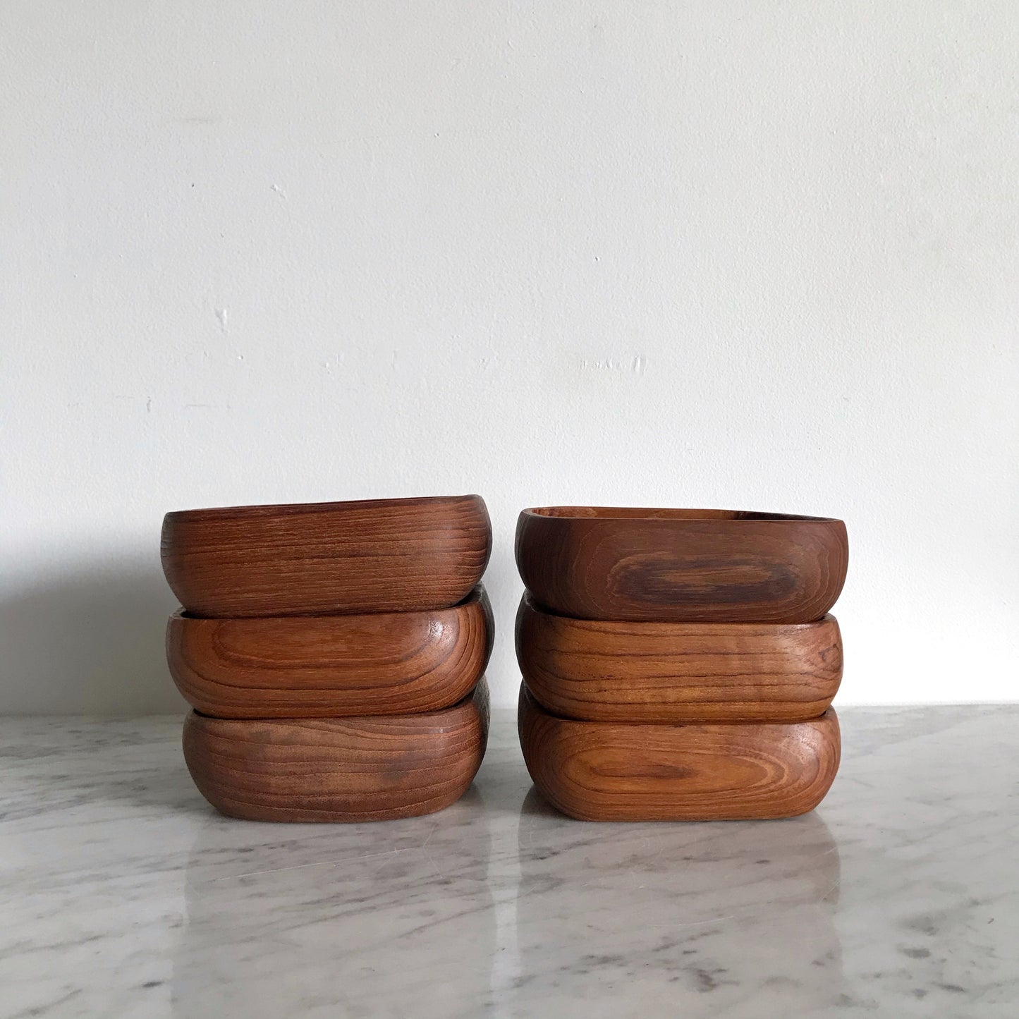 Vintage Square Wood 7-Piece Serving Bowl Set