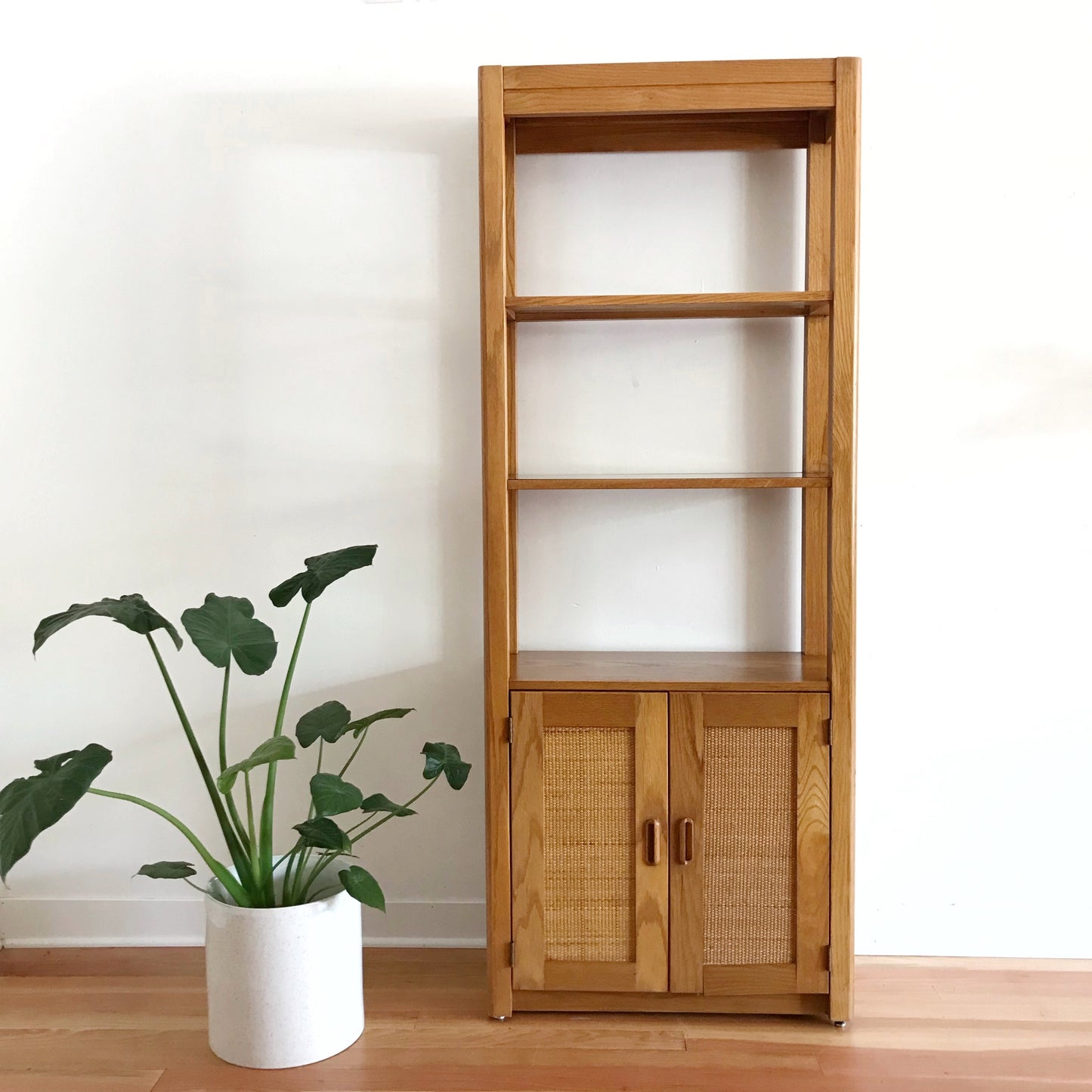 Vintage Oak Display Cabinet with Caning