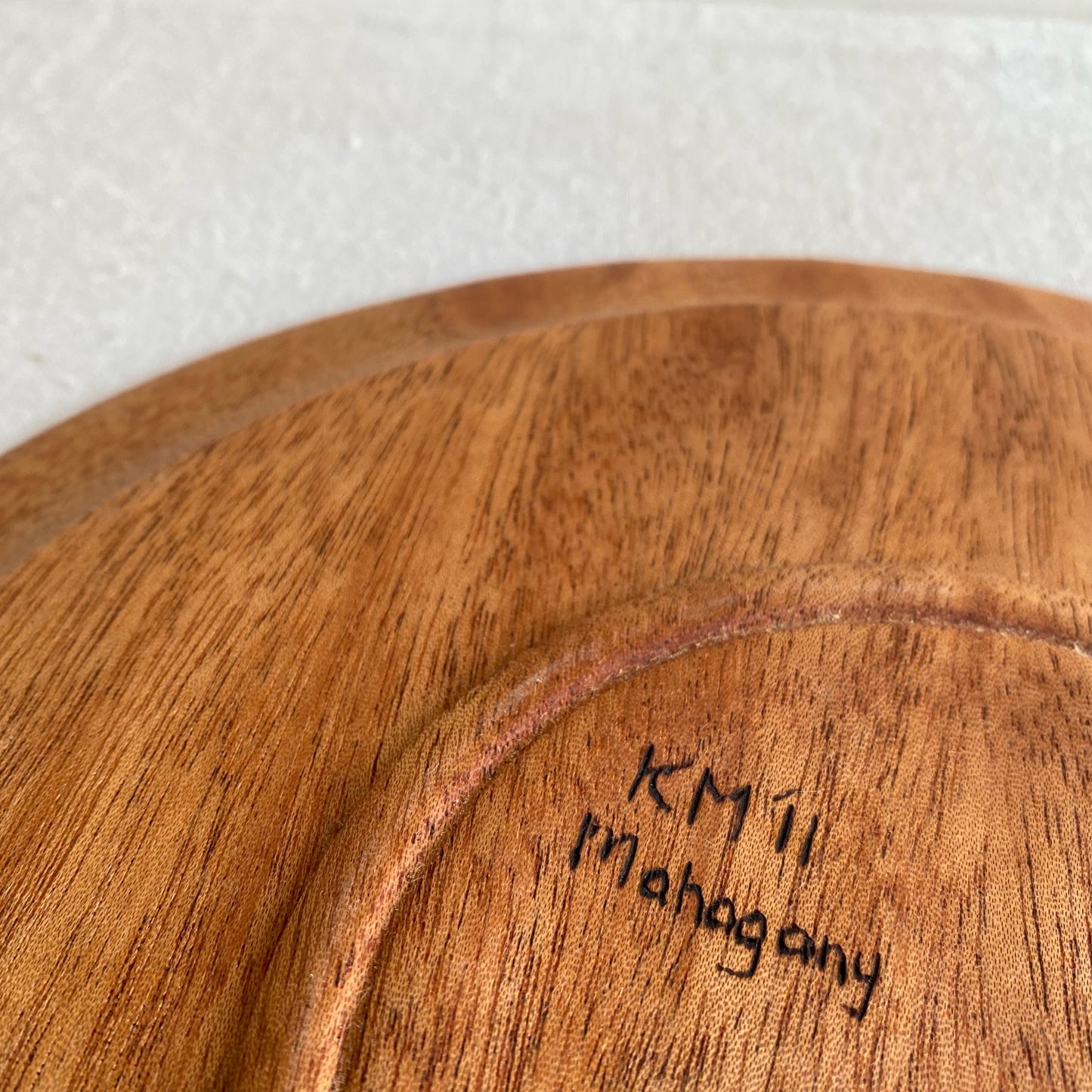 Large Mahogany Wood Plate, 11.5"