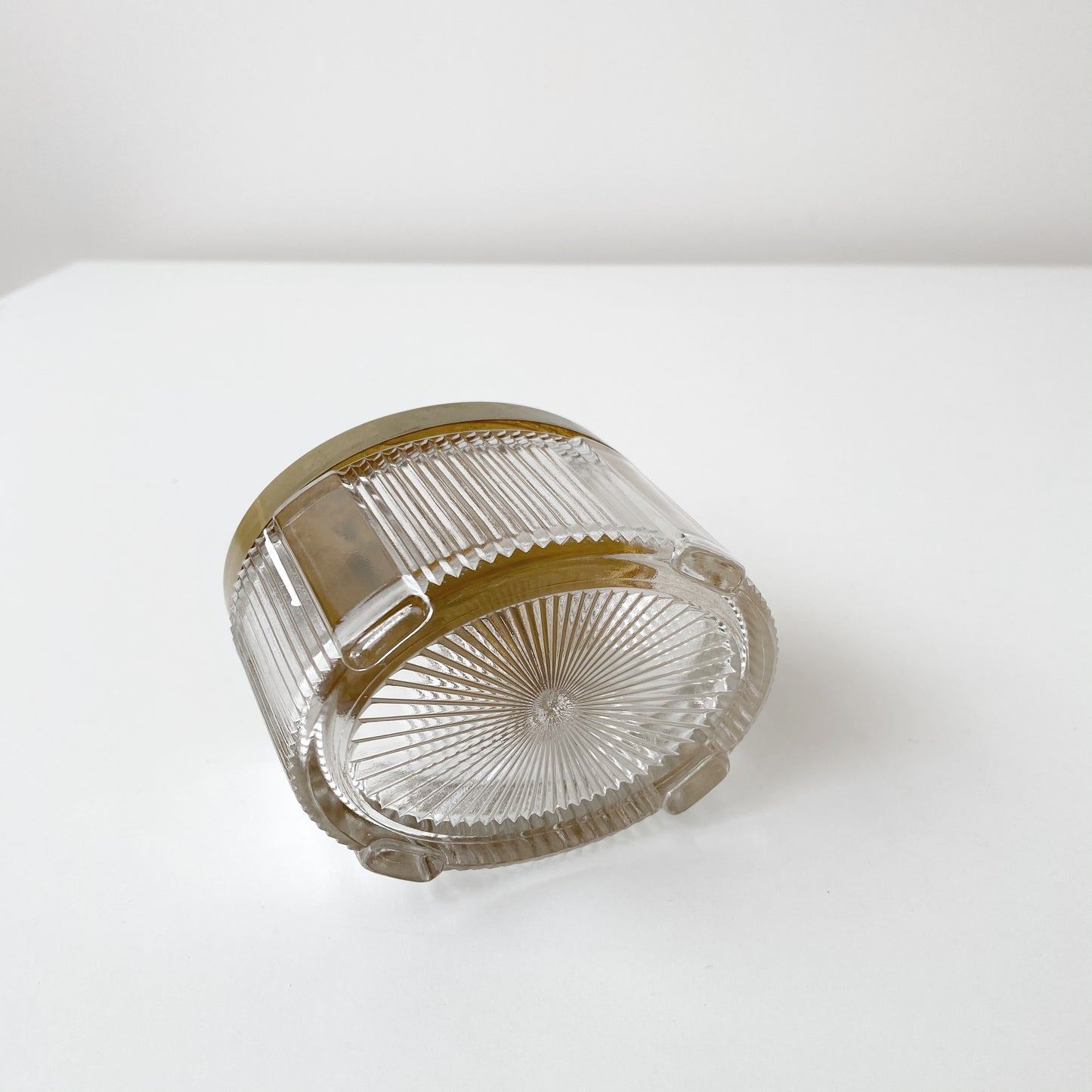 Vintage Victorian Glass Vanity Jar with Brass Lid