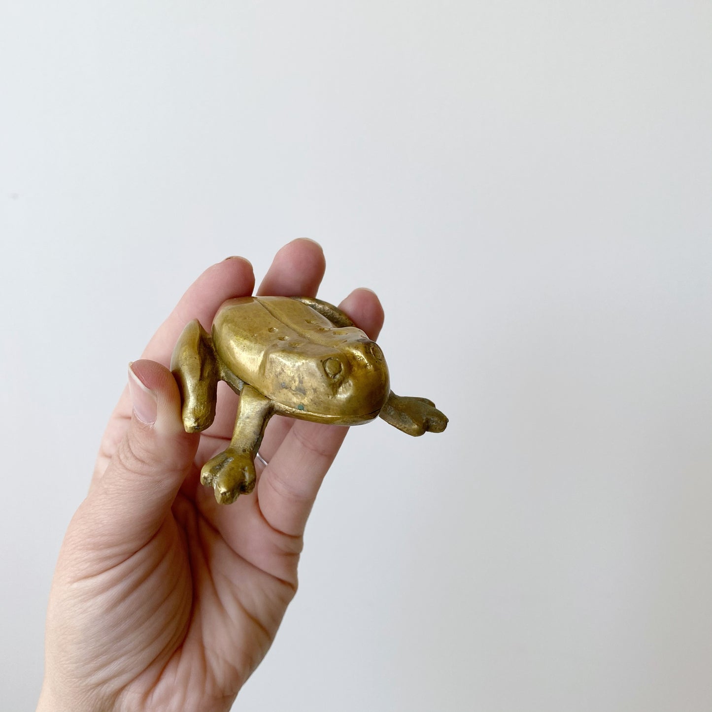 Vintage Brass Frog Trinket Box