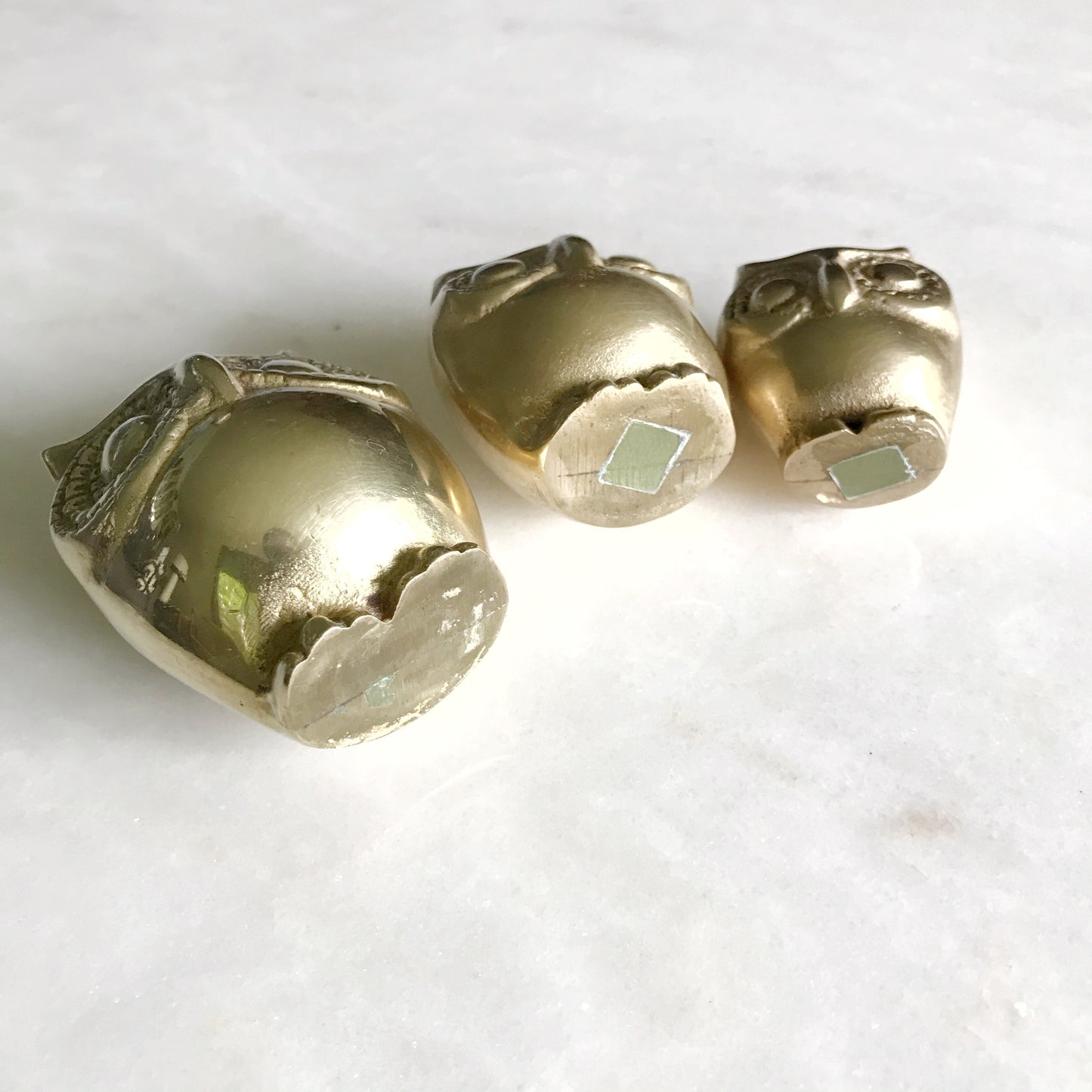 Vintage Brass Owl Family Trio