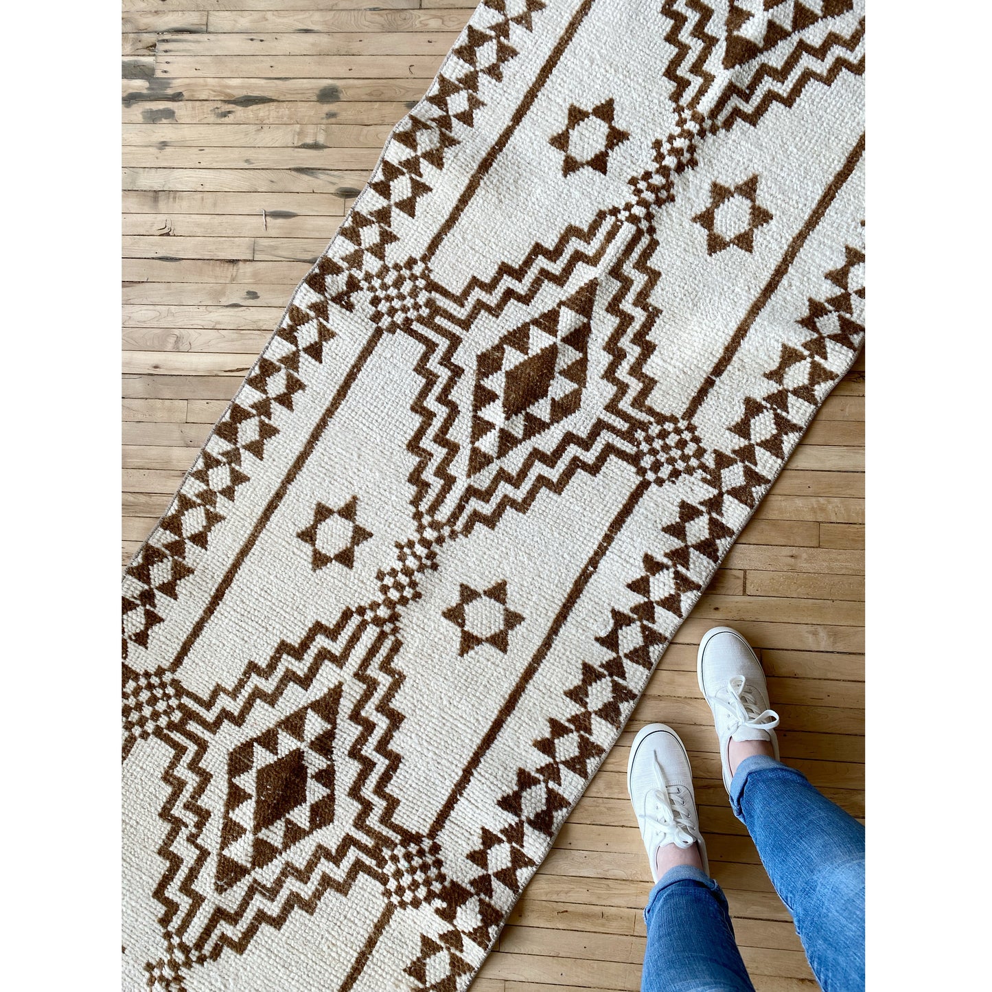 Vintage Neutral Herki Runner Rug (2.6 x 13.4)