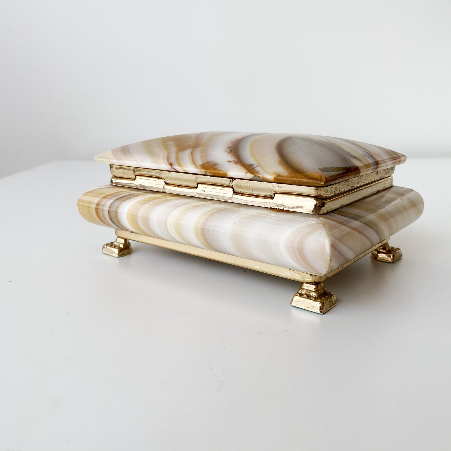 Vintage Onyx Marble Jewelry Box