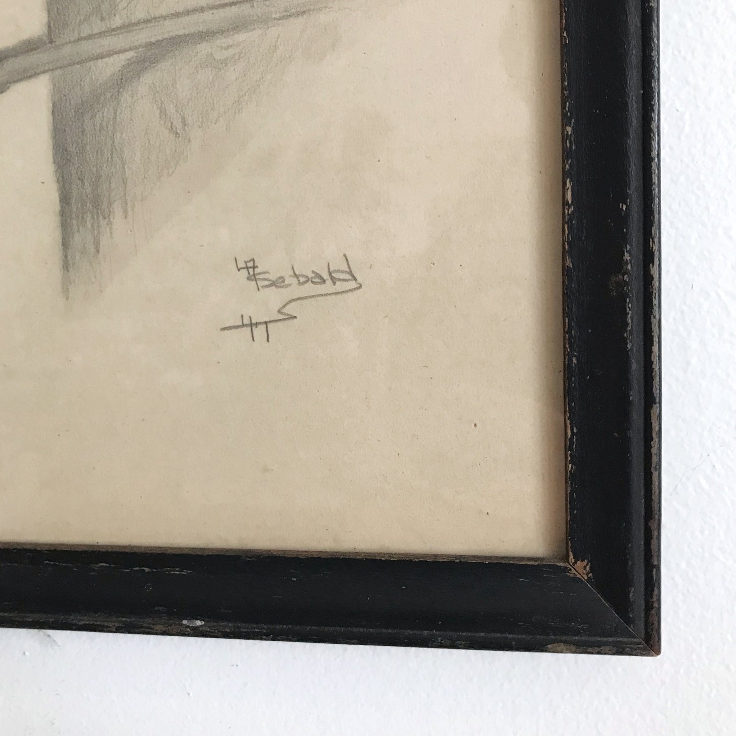 Vintage Original Pencil Drawing, Horse Portrait