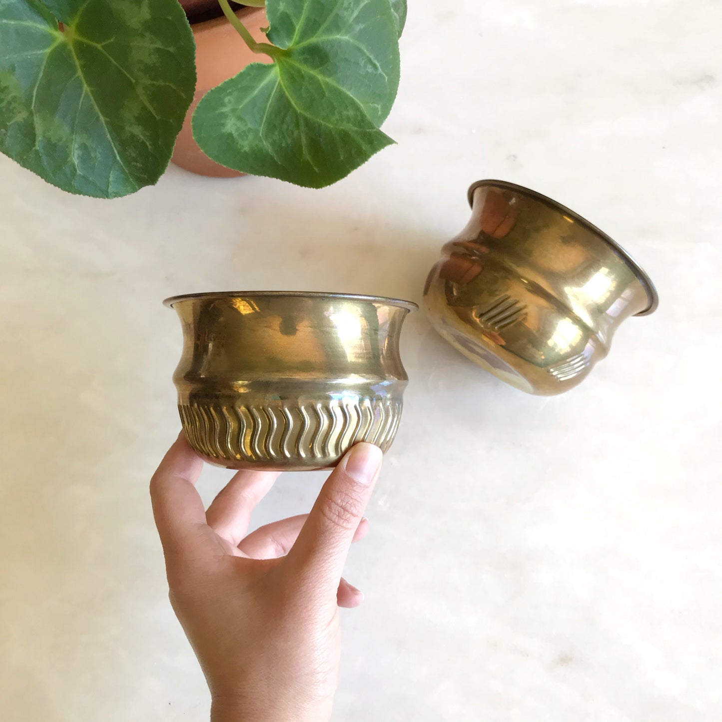 Mini Vintage Brass Planter