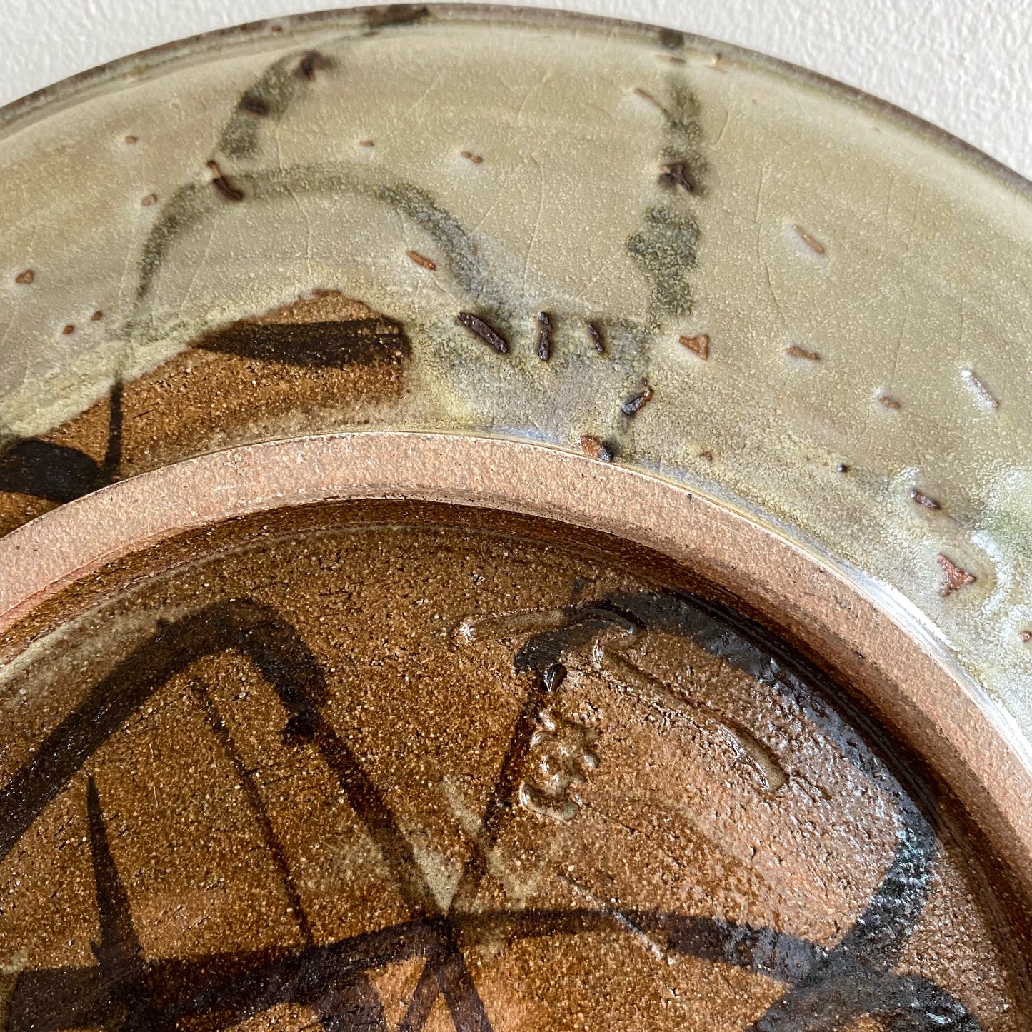Vintage Pottery Plate / Platter with Grass Design