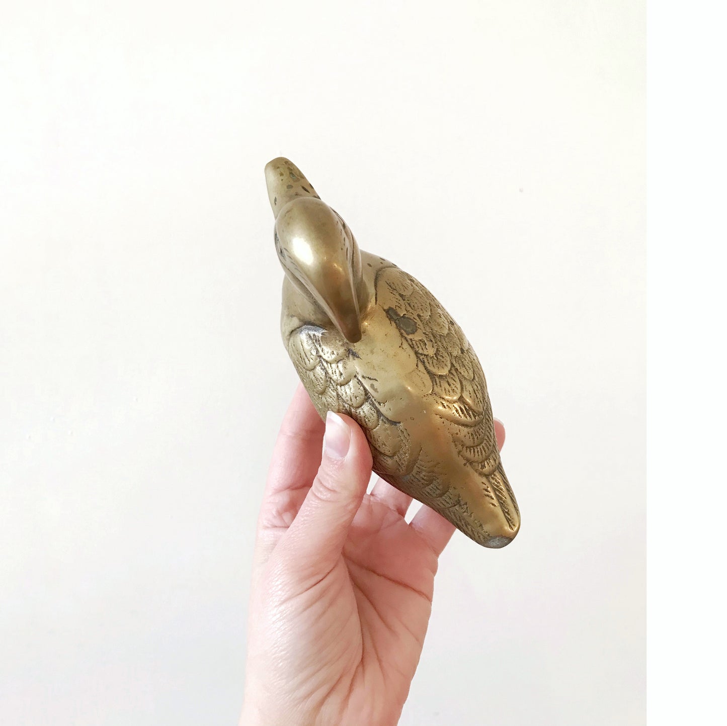 Vintage Brass Wood Duck