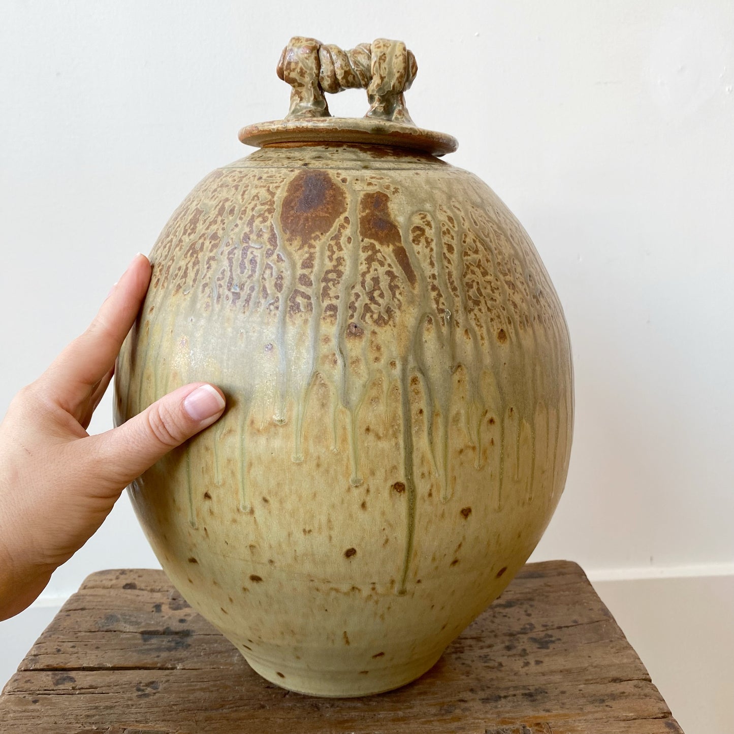 XL Antique Lidded Pottery Vessel