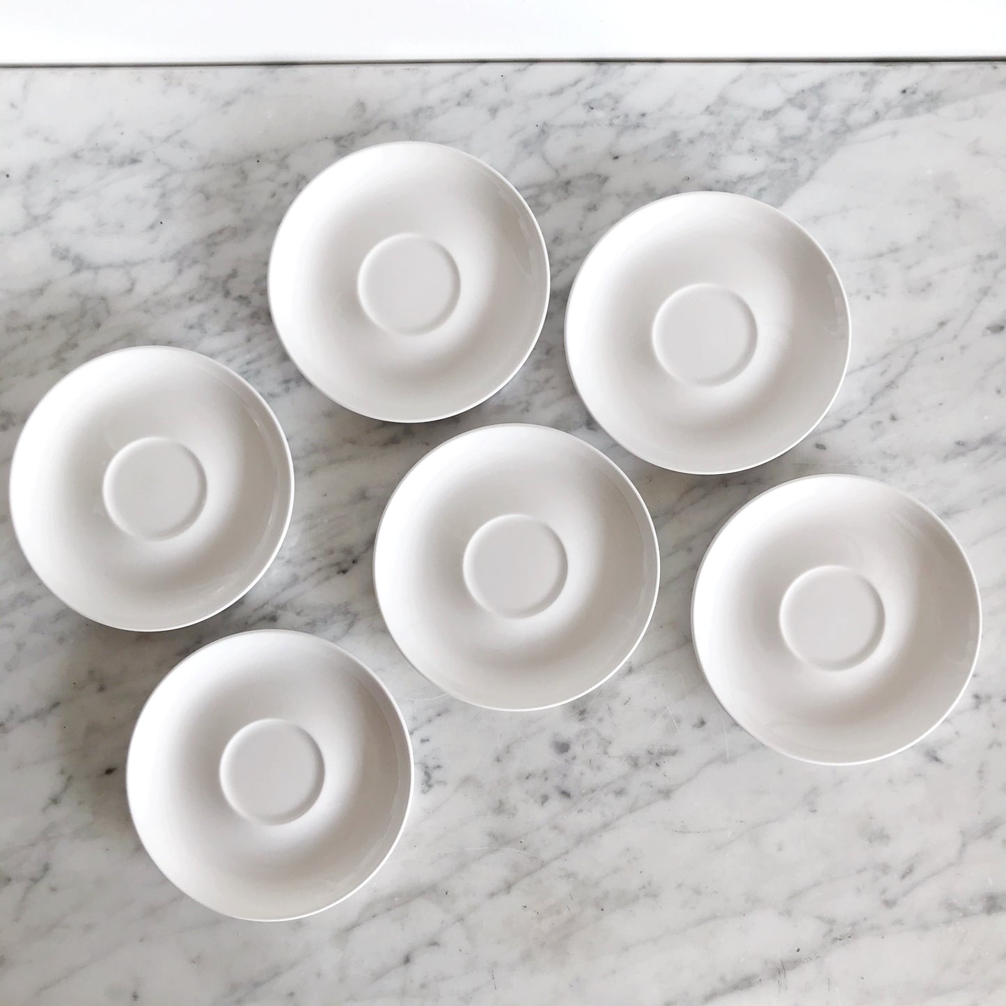 Vintage White Ceramic Cups + Saucers, 12-pc Set