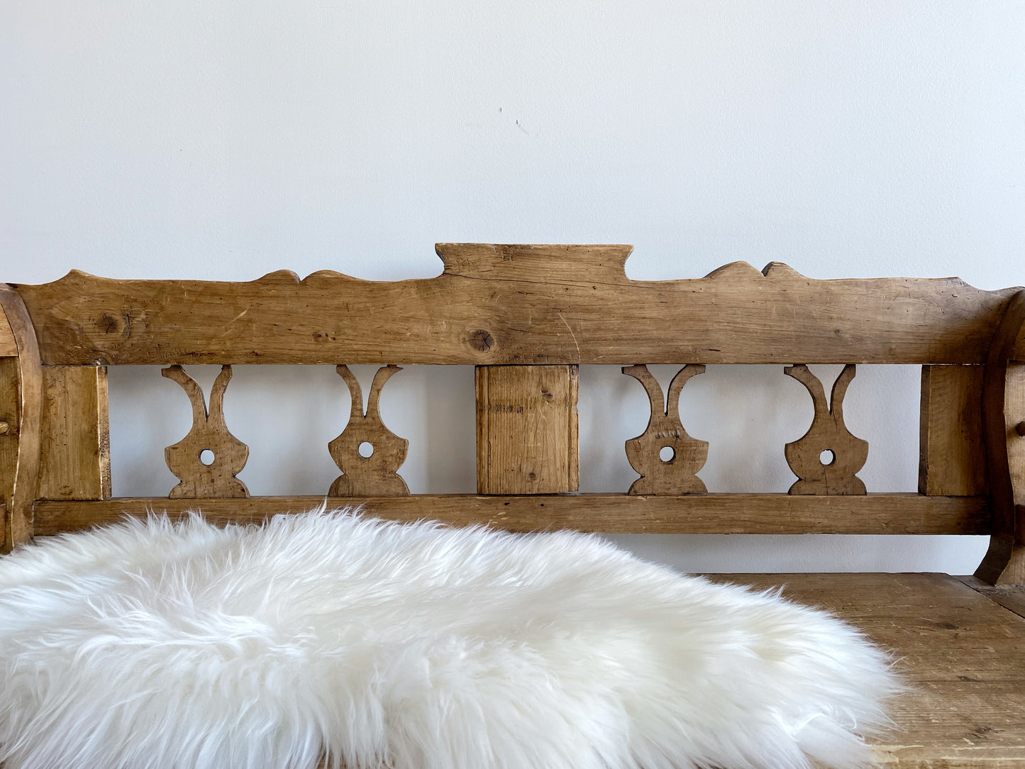 Vintage Swedish Pine Bench with Storage