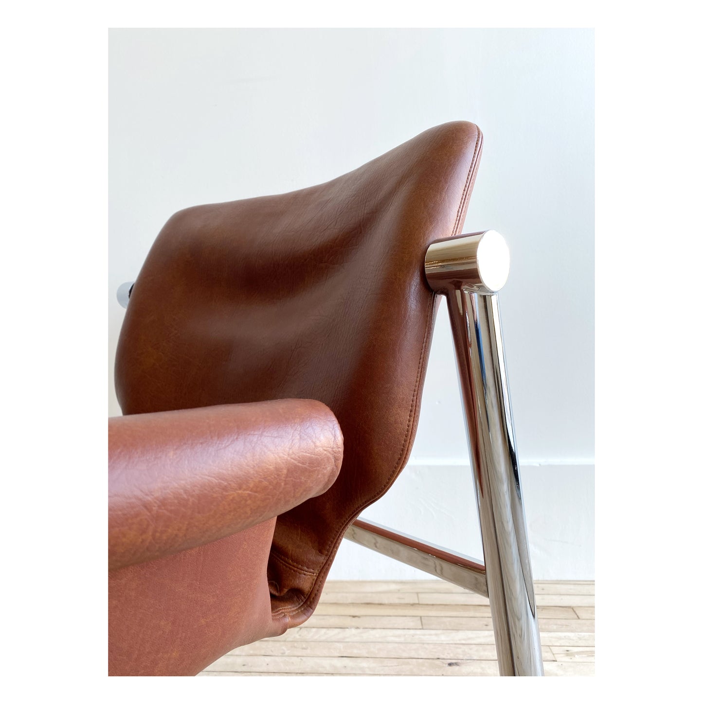 MCM Chrome + Vegan Leather Alpha Chair, by Maurice Burke