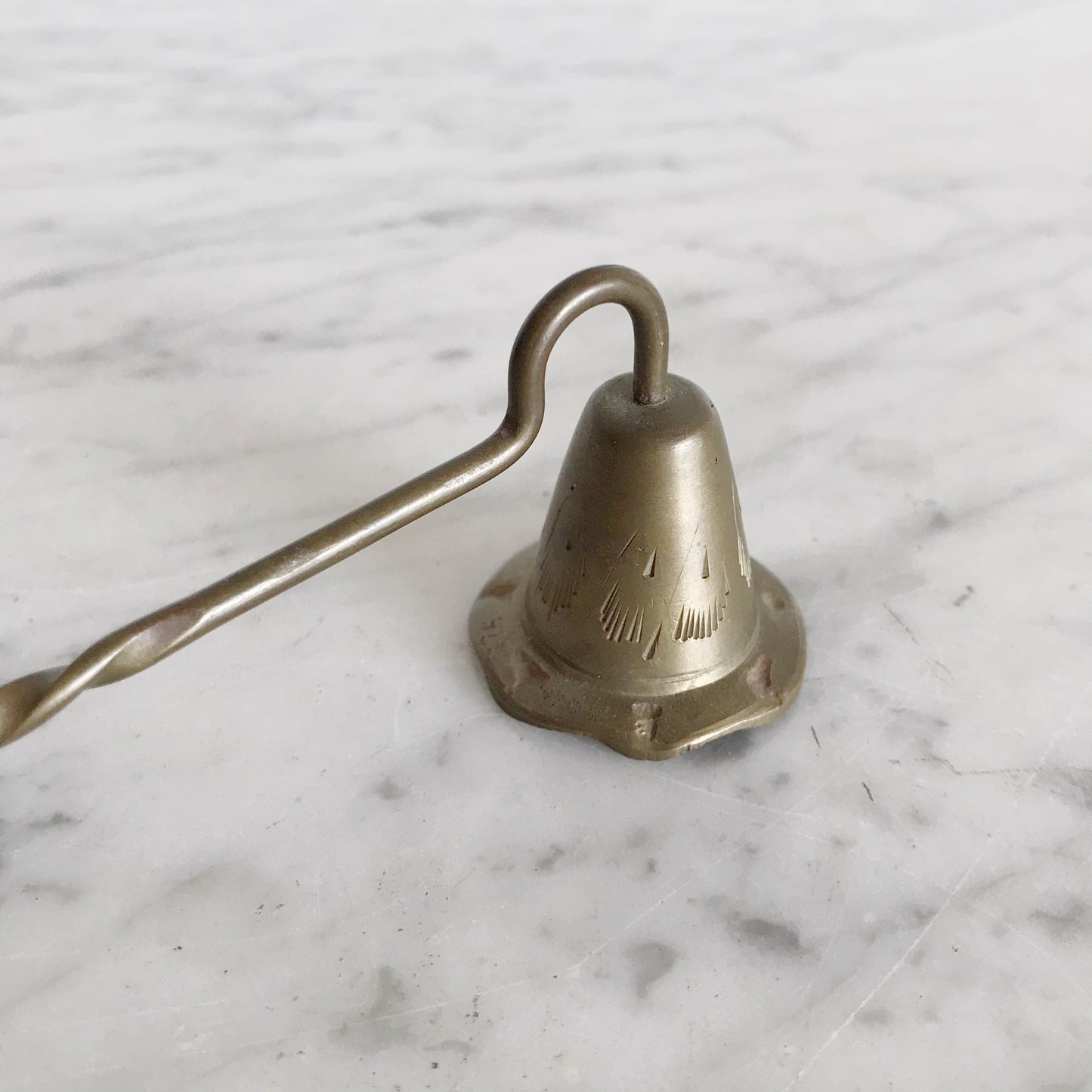 Vintage Etched Brass Candle Snuffer