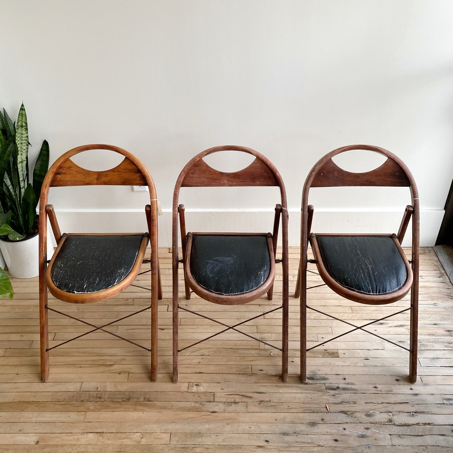 Vintage 1930’s Folding Chair with Black Seat