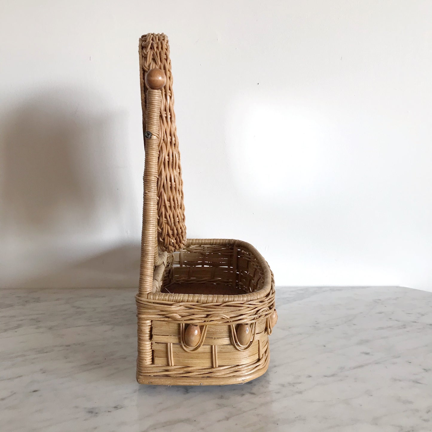 Vintage Wicker Vanity Shelf with Mirror
