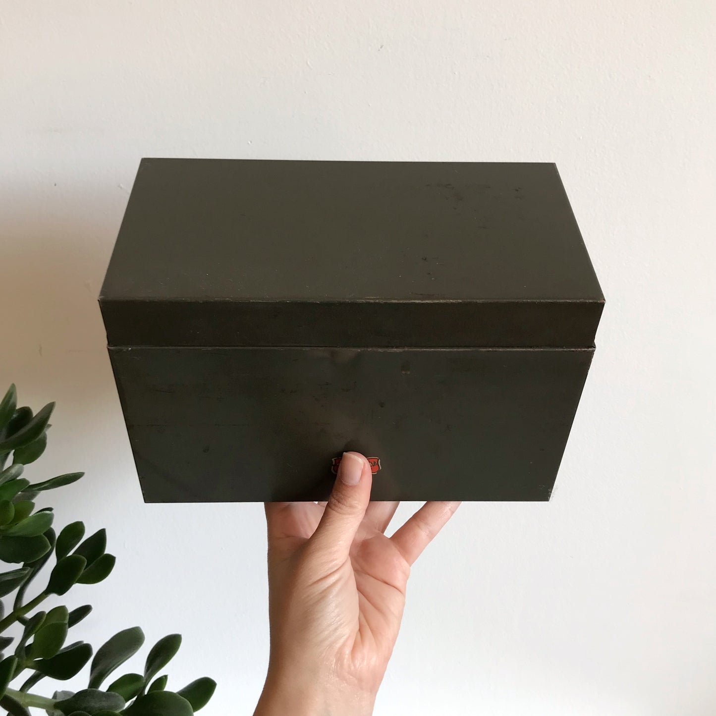 Vintage Green Metal Storage Box