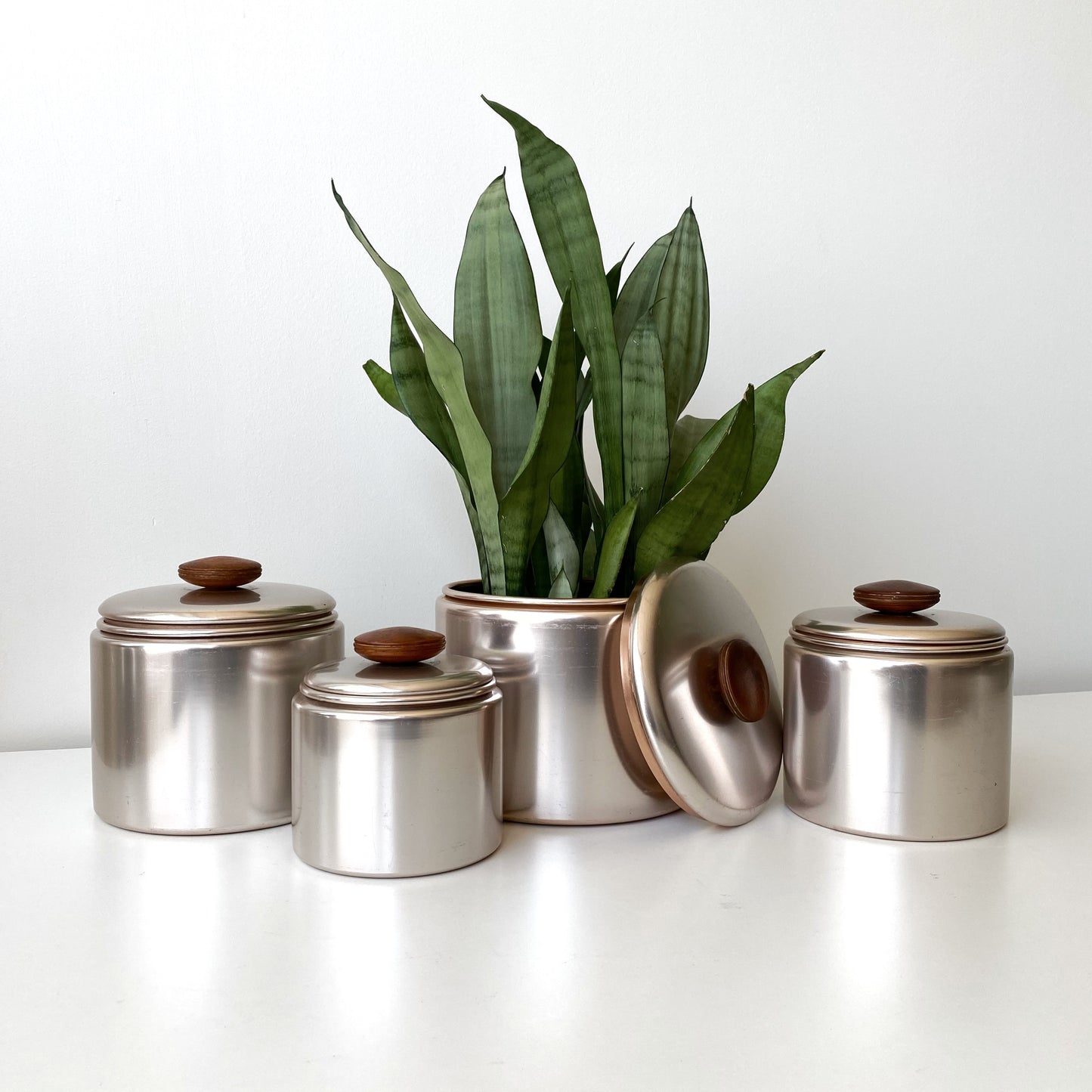 Set of Vintage 1950's Aluminum Kitchen Canister Set