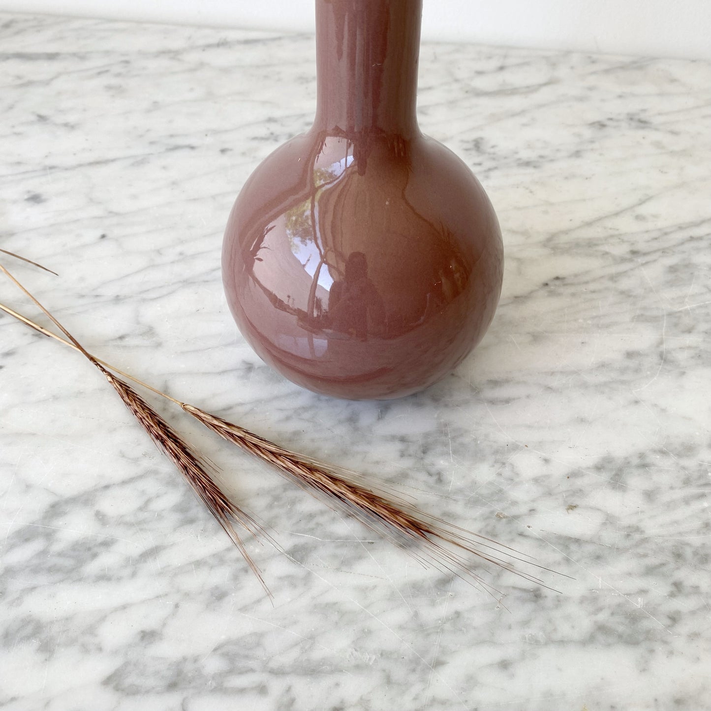 Vintage Mauve Ceramic Bud Vase, 9”