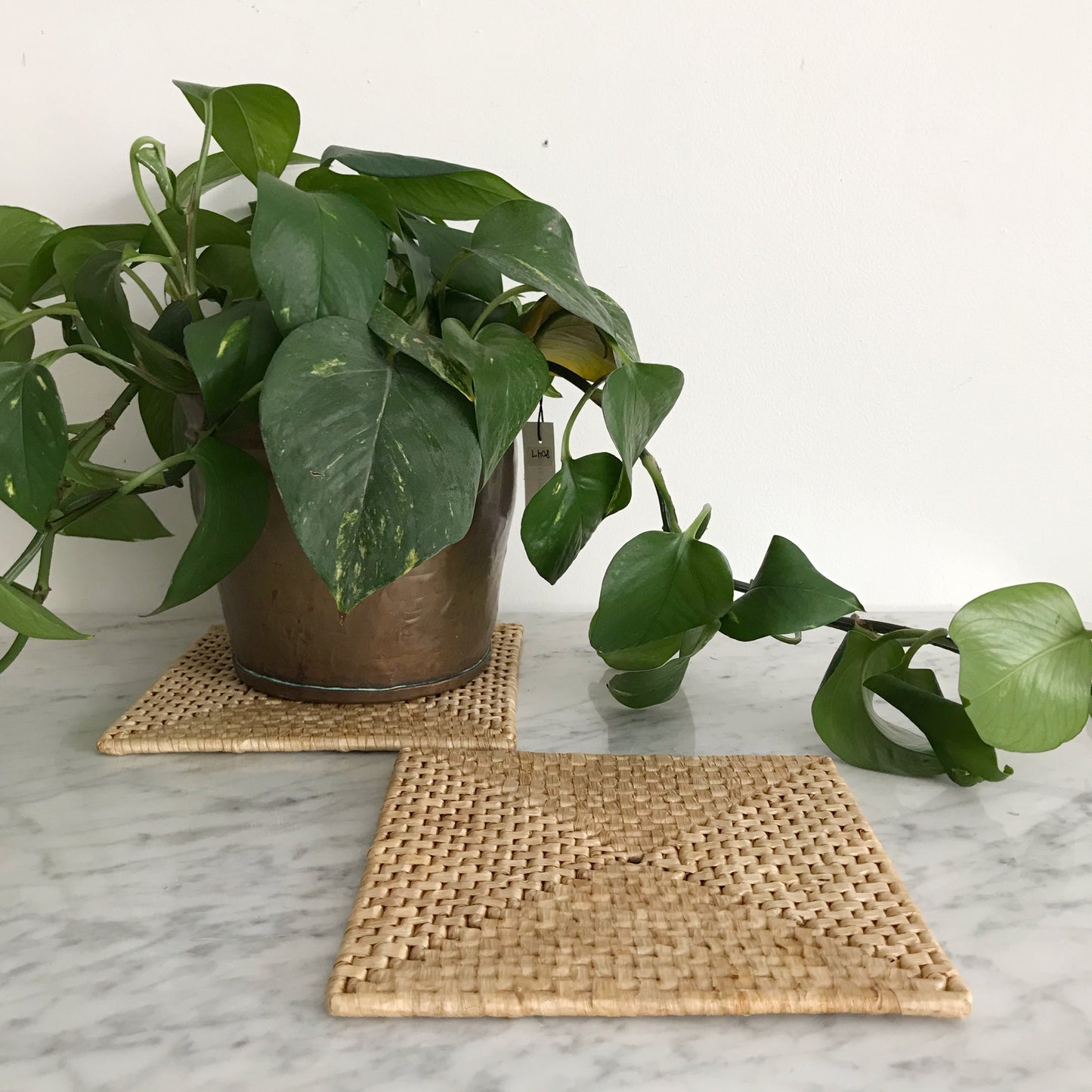 Pair of Woven Straw Square Trivets
