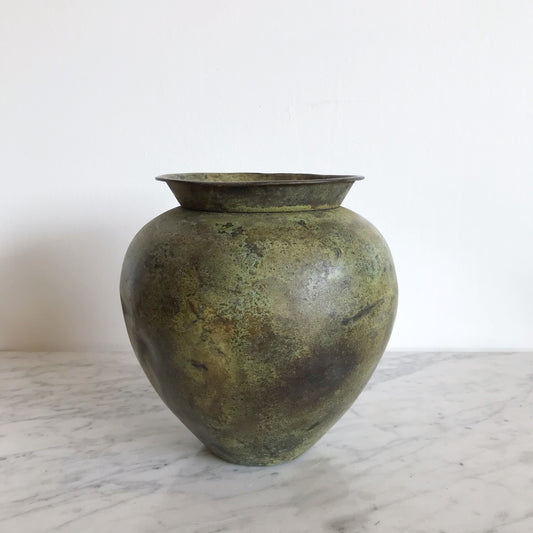 Large Found Metal Vase with Patina