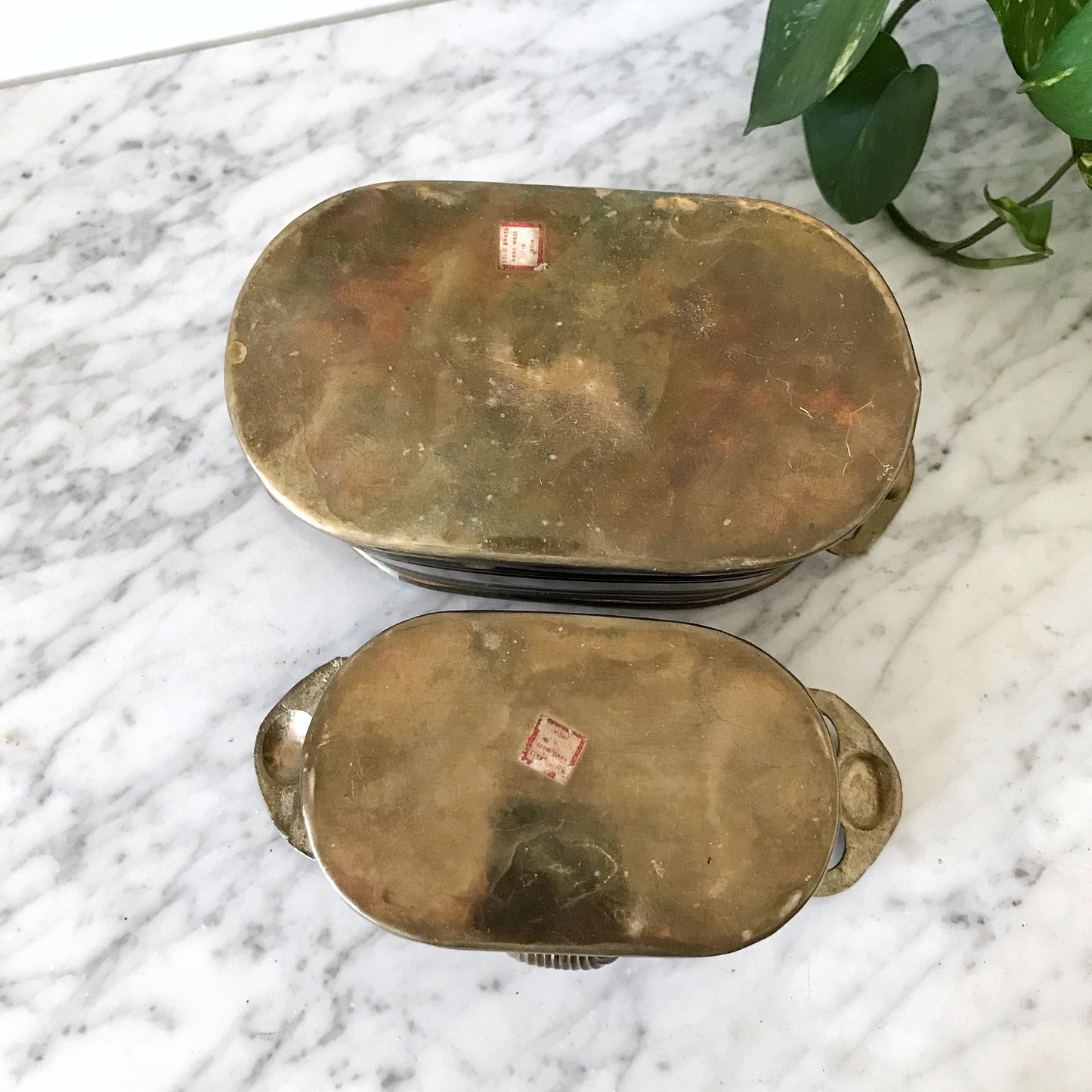 Pair of Vintage Brass Seashell Planters