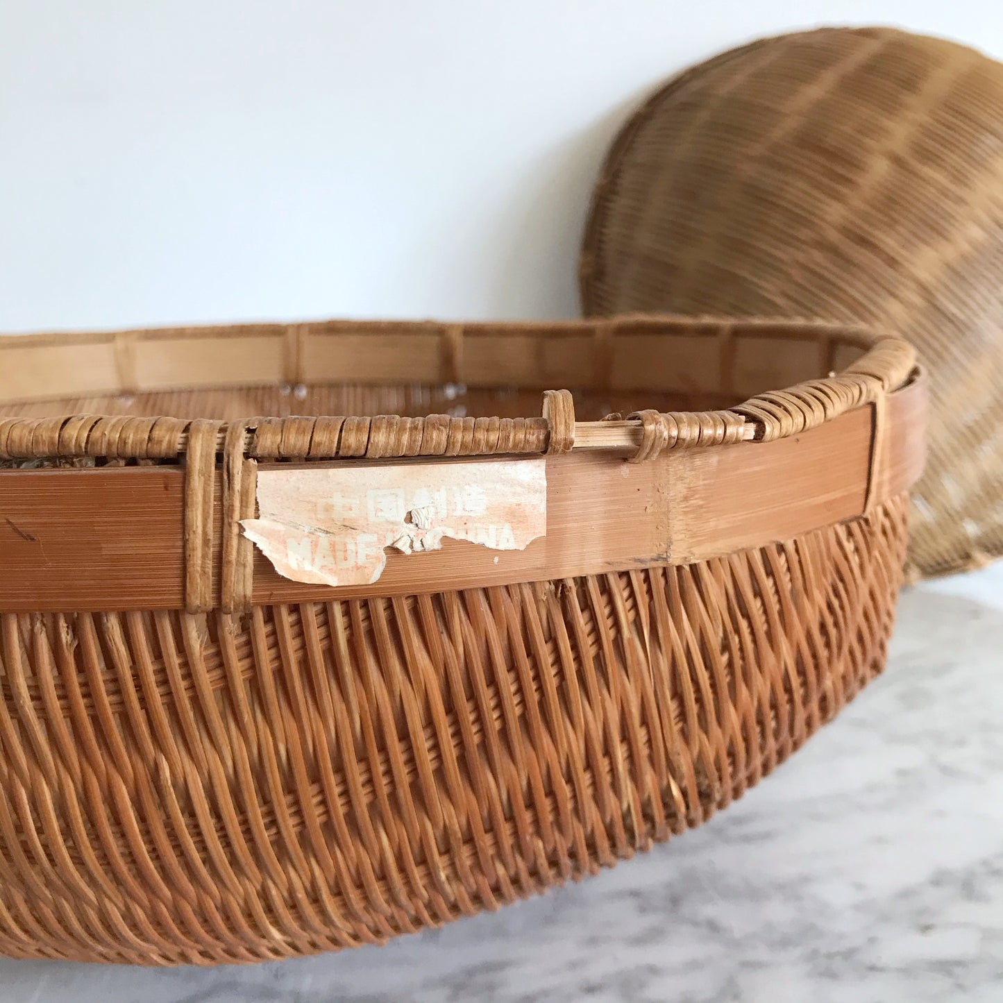 Pair of Vintage Wicker Basket Bowls