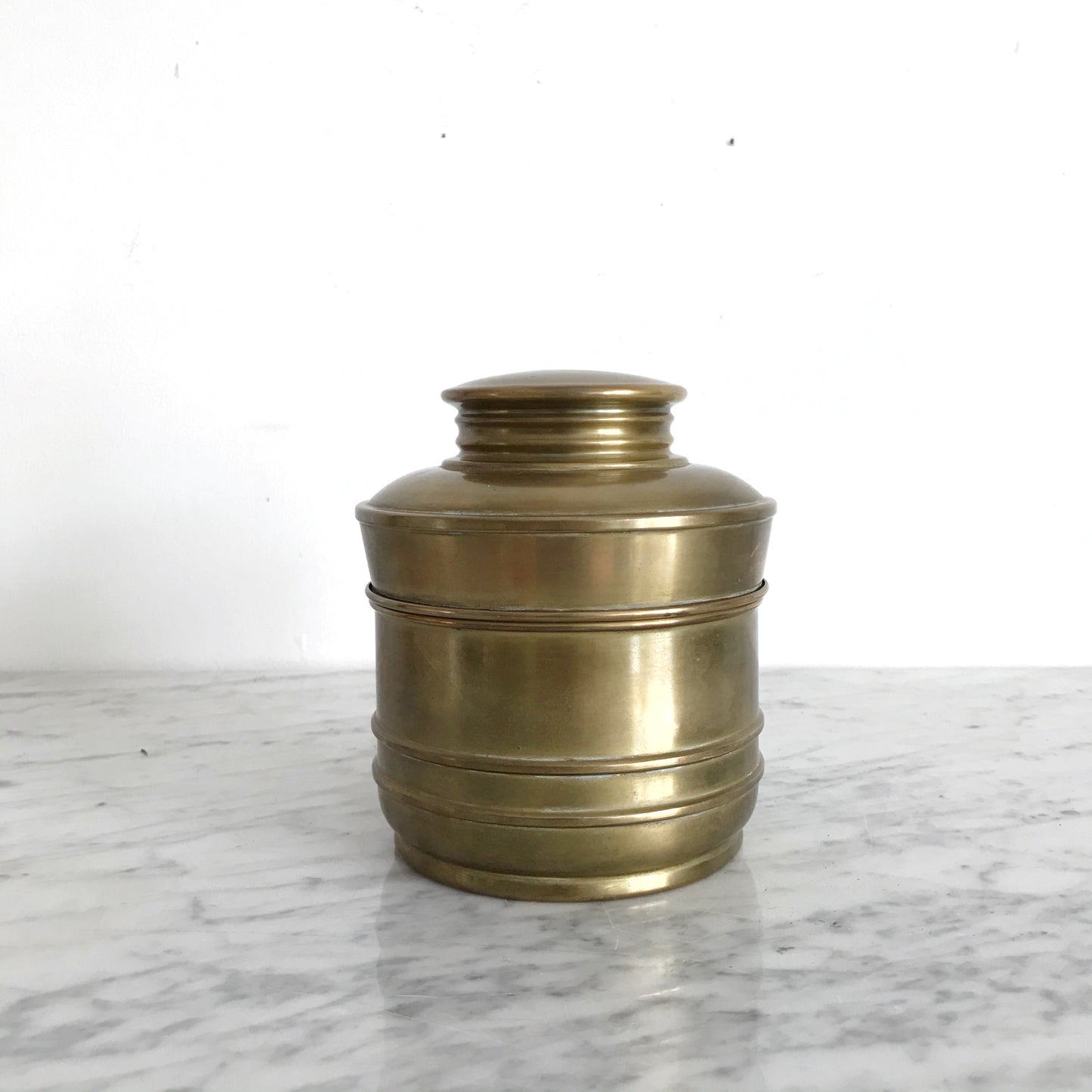 Vintage Brassy Canister with Lid