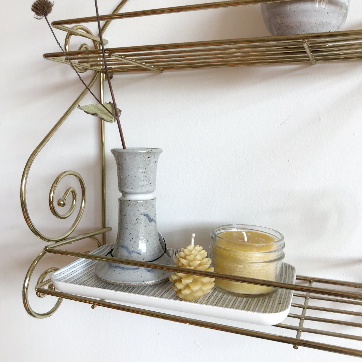 Vintage Gold Wire Wall Shelf