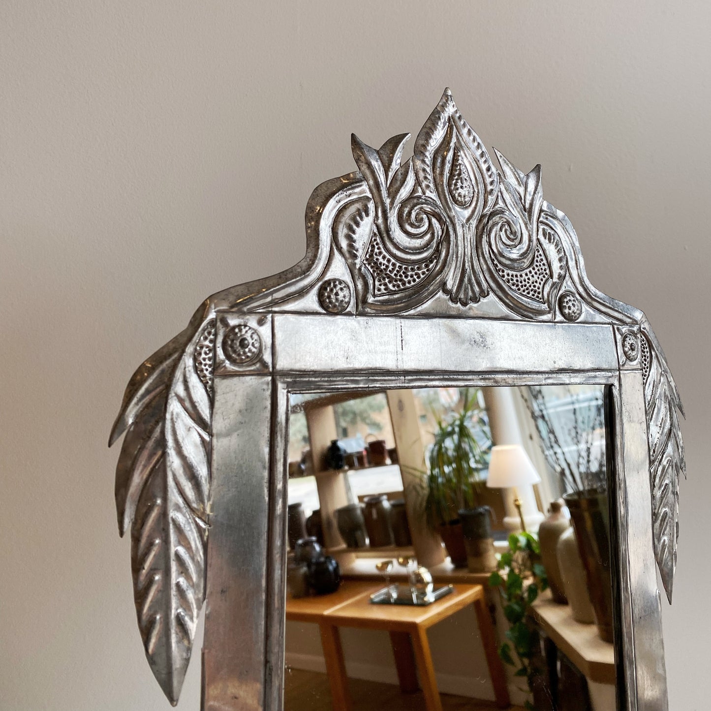 Vintage Pressed Tin Accent Mirror