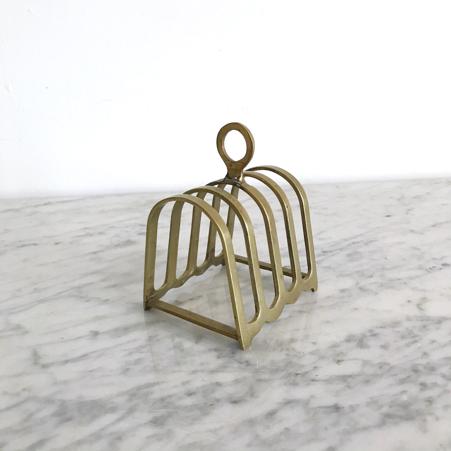 Vintage Brass Letter Holder w Circle Handle