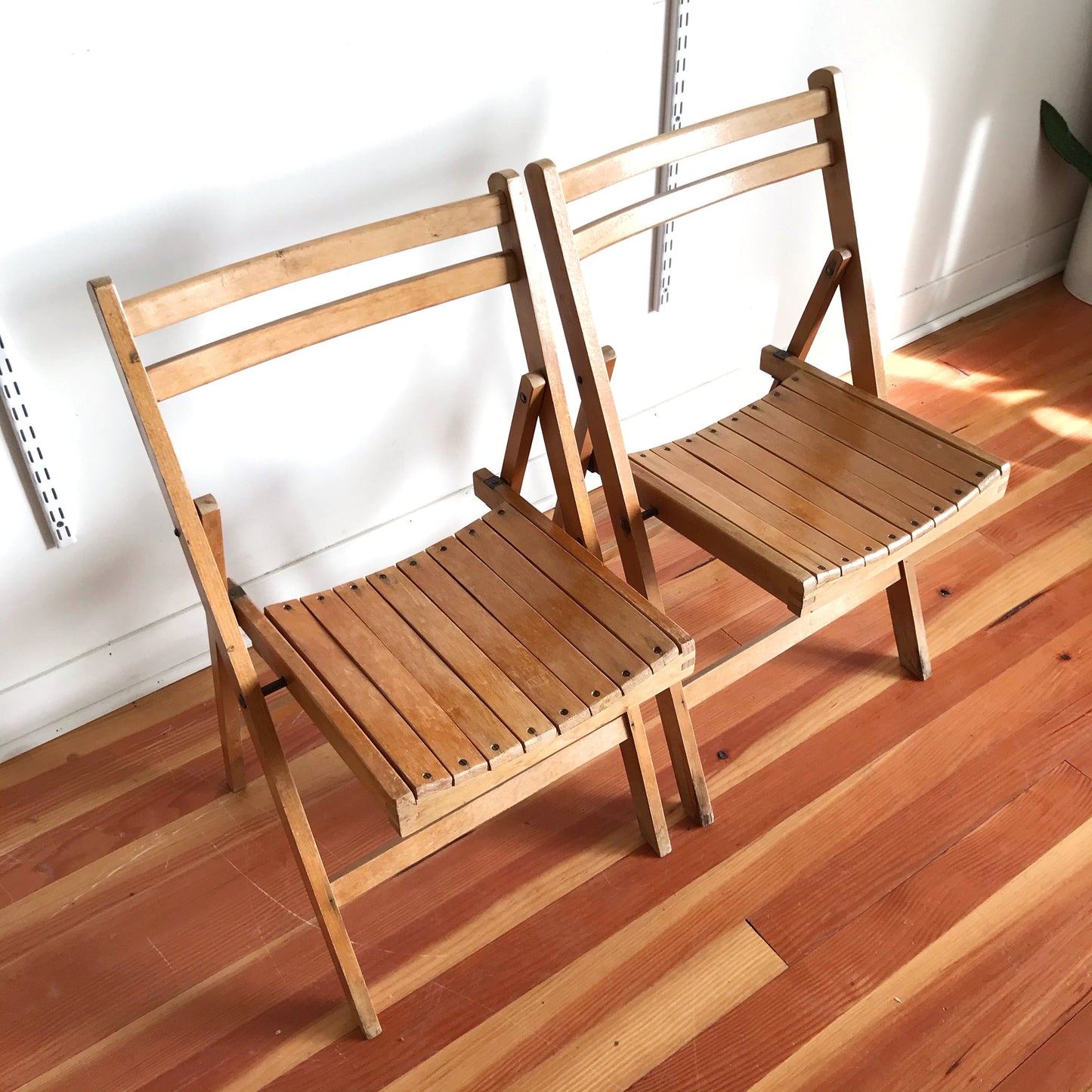 Pair of Vintage Wooden Folding Chairs