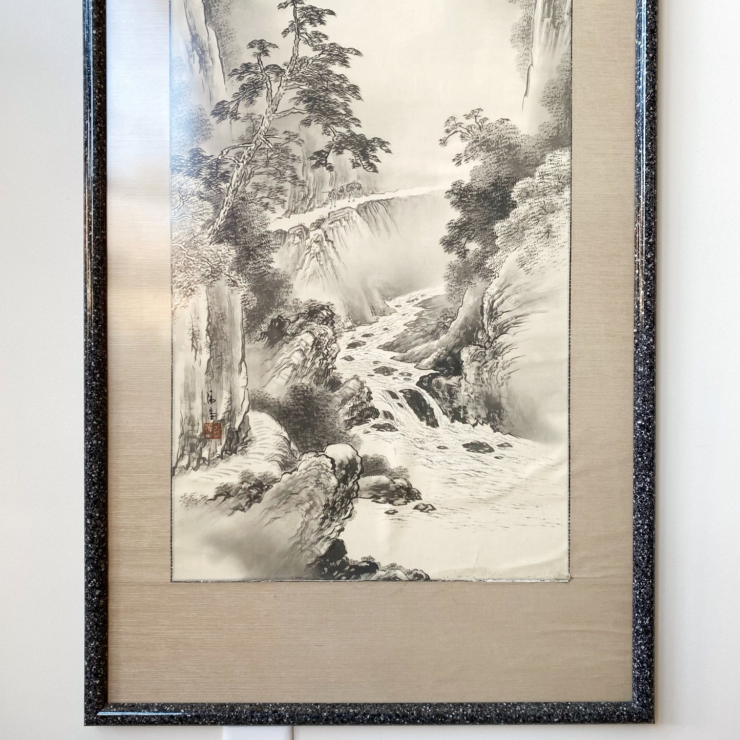 Framed Vintage Japanese Silk Scroll Painting (2' x 4'9")
