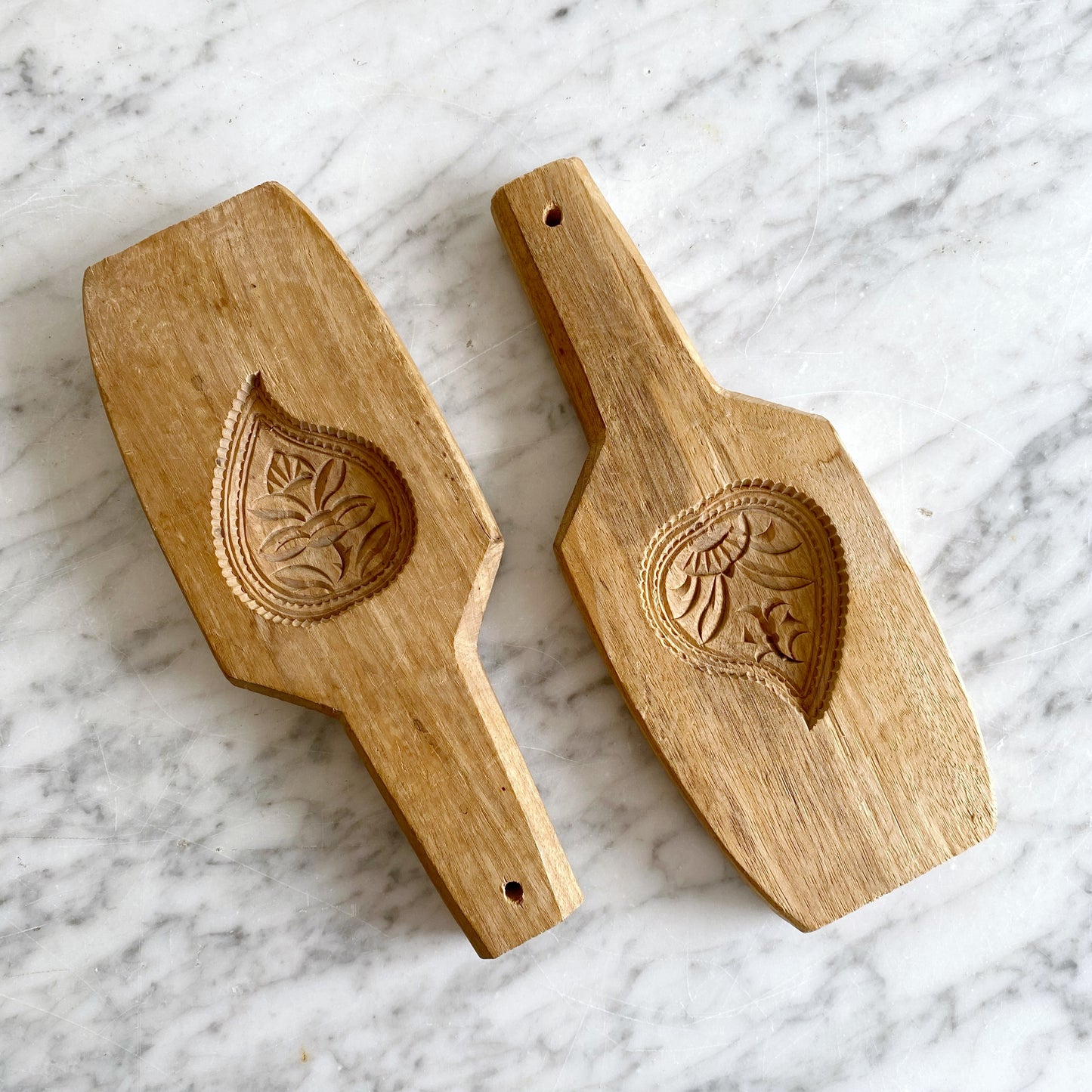 Pair of Carved Wooden Cookie Molds / Presses