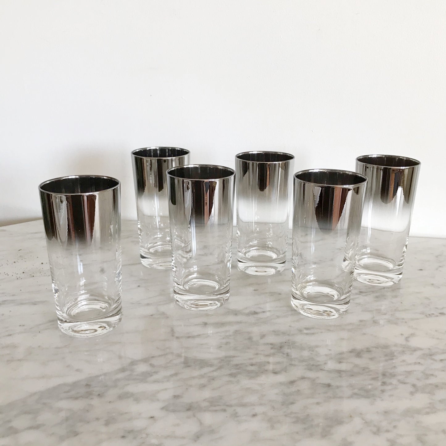 Set of 6 Vintage Silver Ombré Glasses