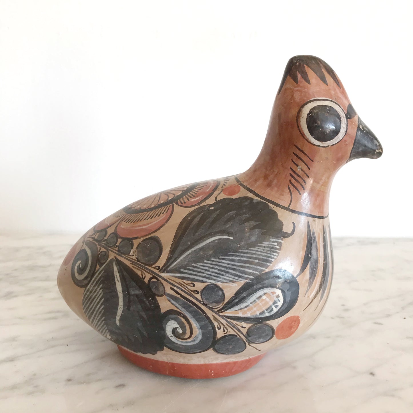Large Hand-painted Clay Bird