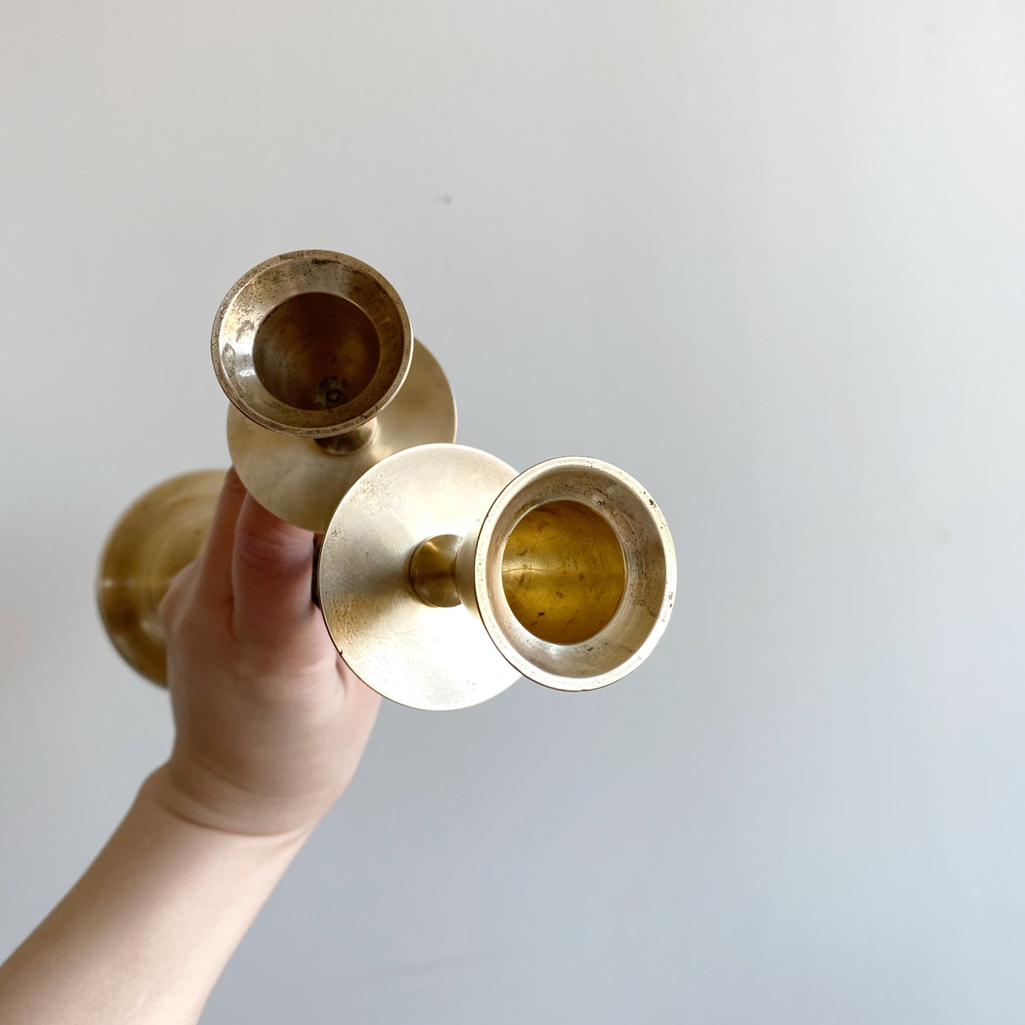 Pair of Spiral Brass + Iron Candle Holders