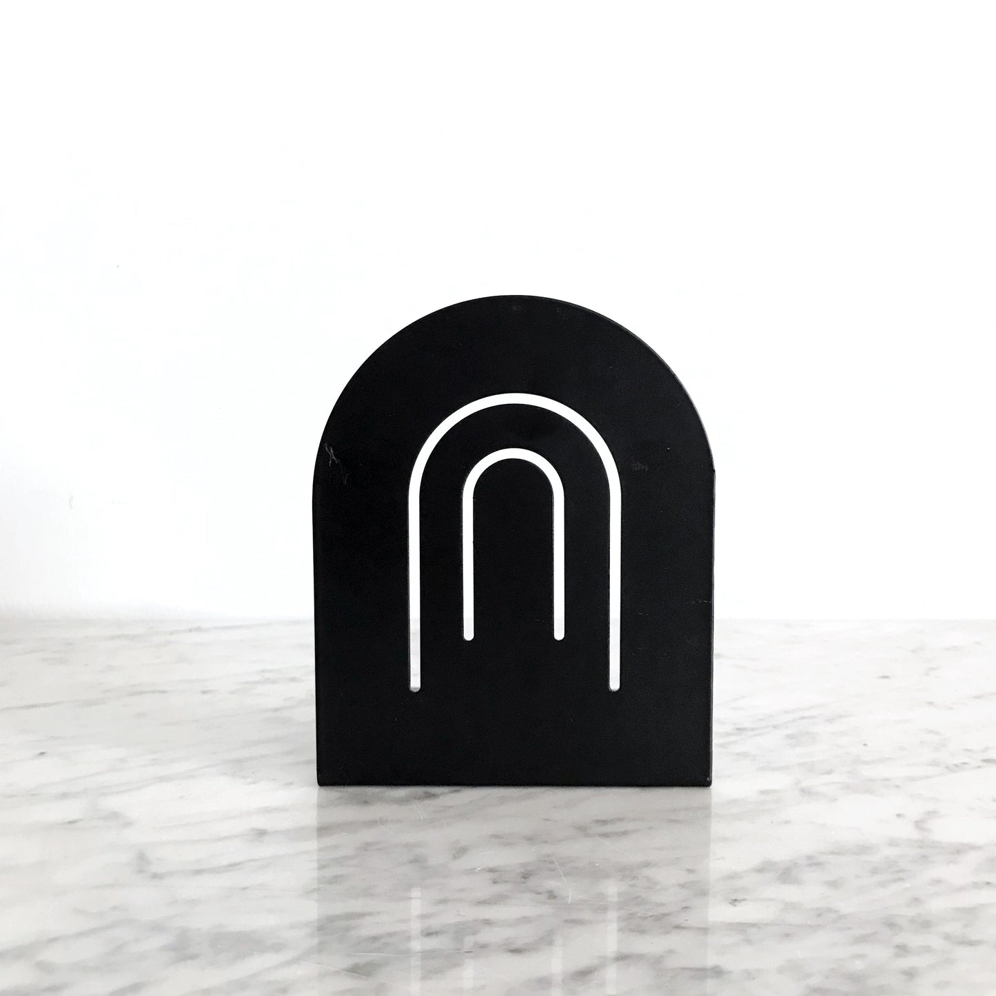 Large Vintage Black Metal Arc Bookend
