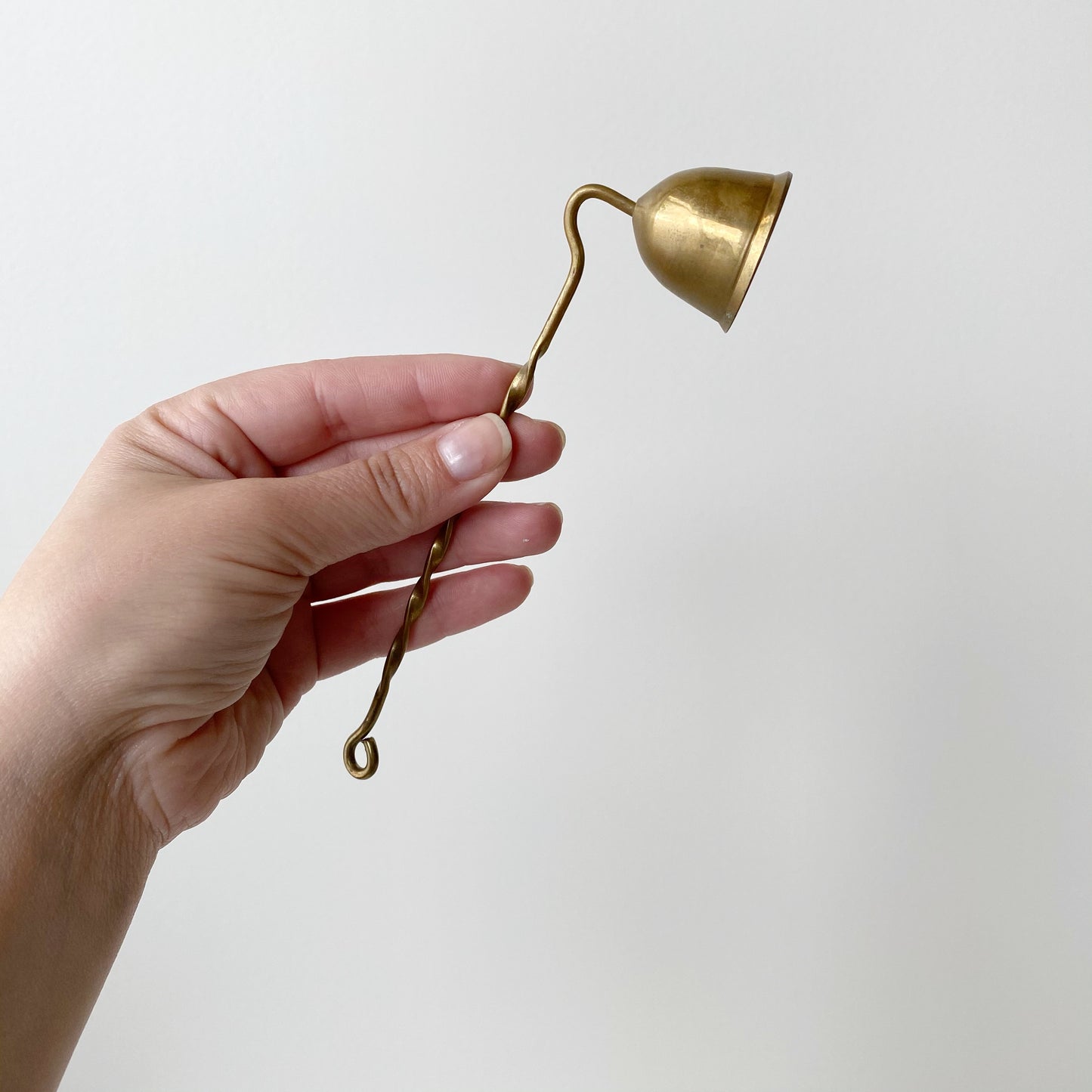 Large Vintage Brass Candle Holder with Snuffer