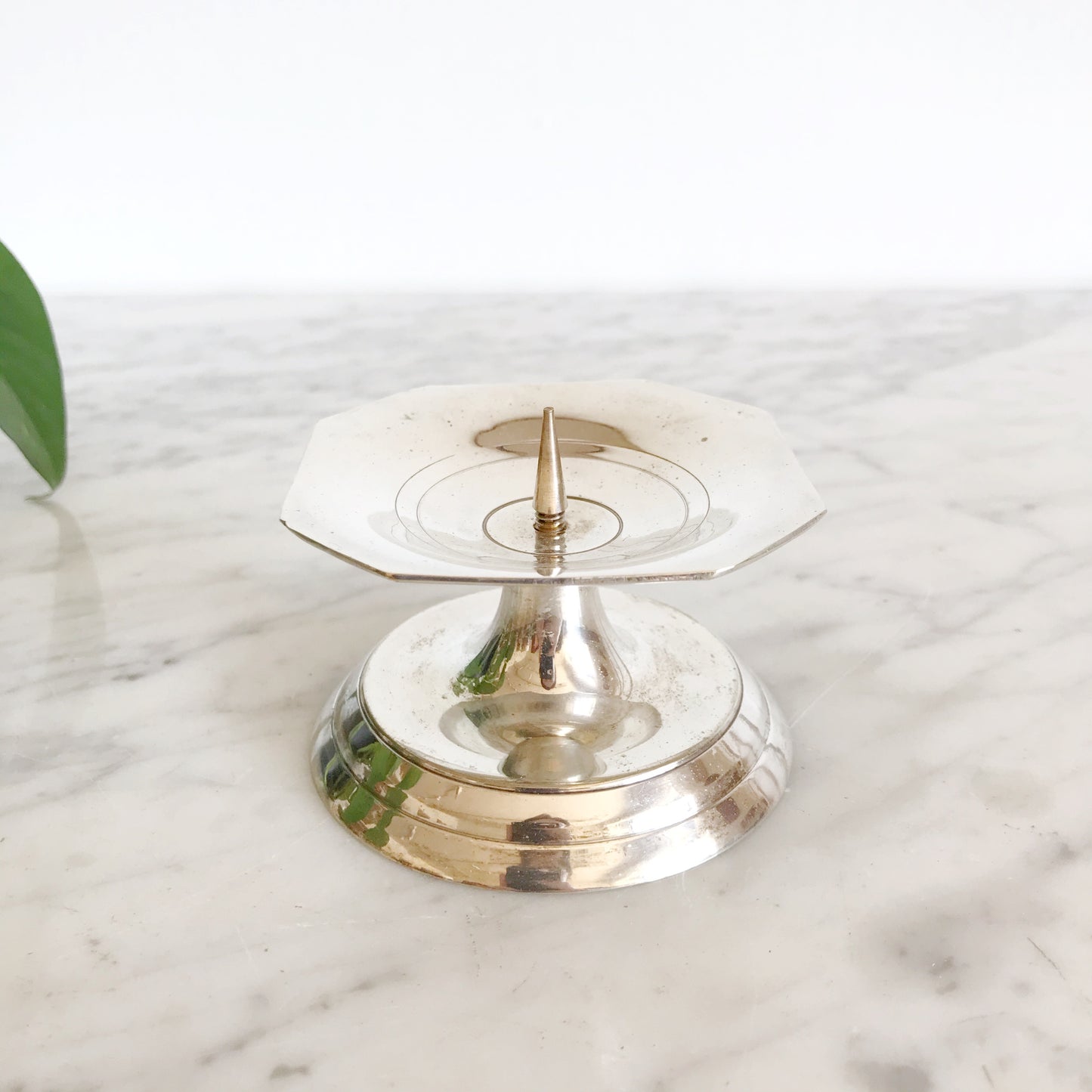 Vintage Silver Pillar Holder, India