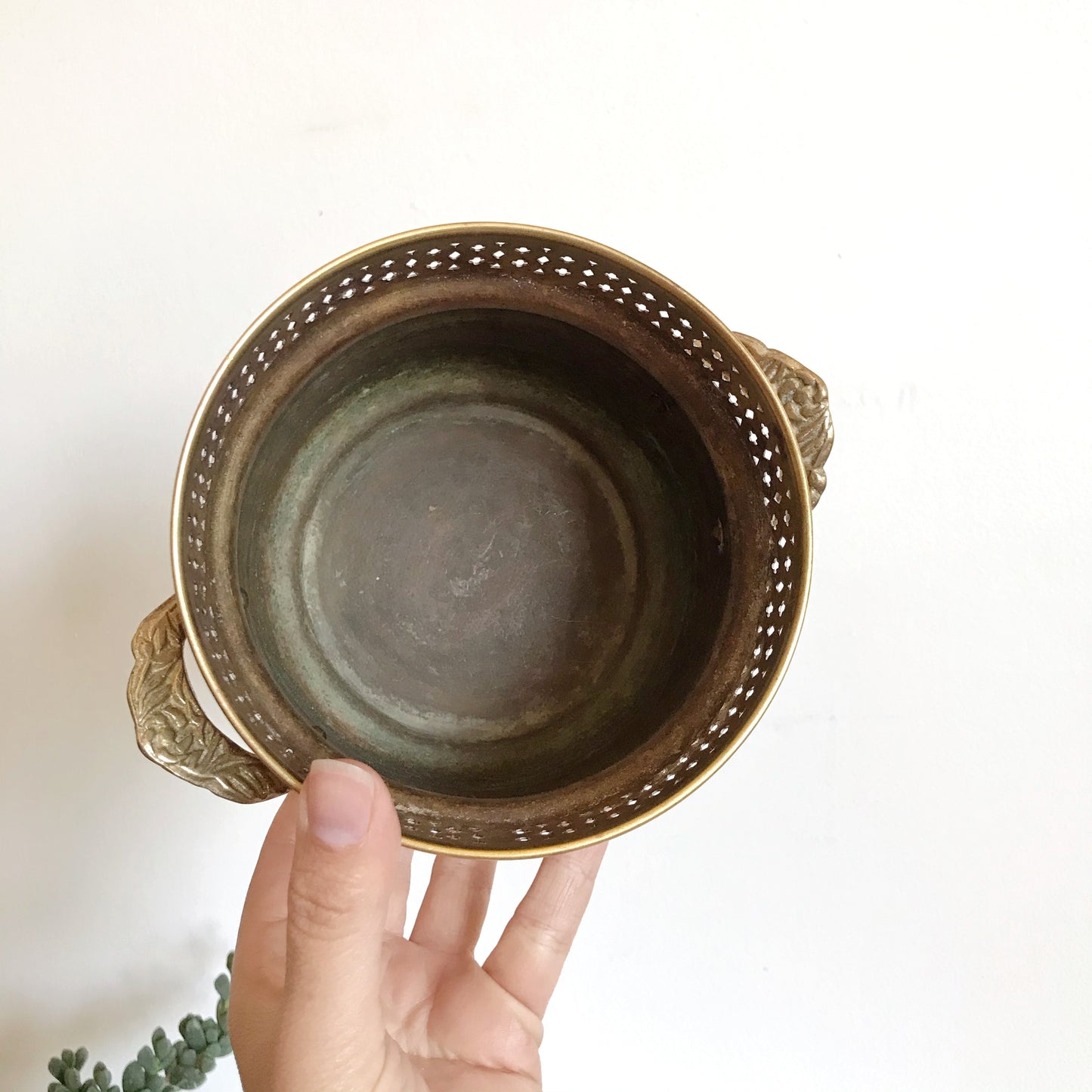 Vintage Brass Planter with Cutouts