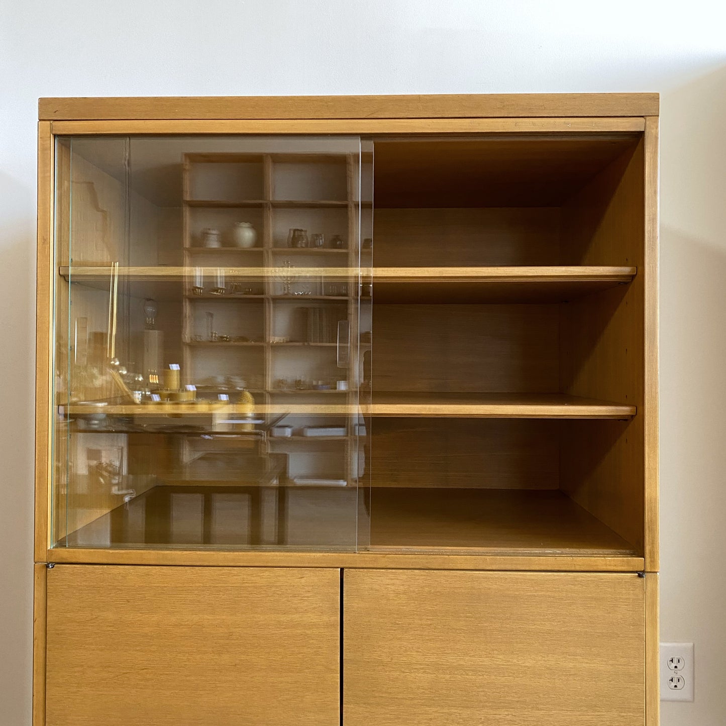 Vintage Mid Century Blonde Hutch Cabinet by Widdicomb